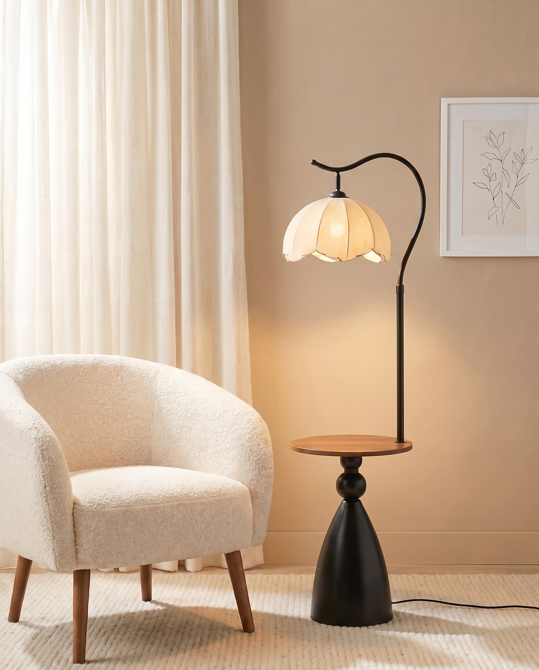 Solid wood floor lamp, detail