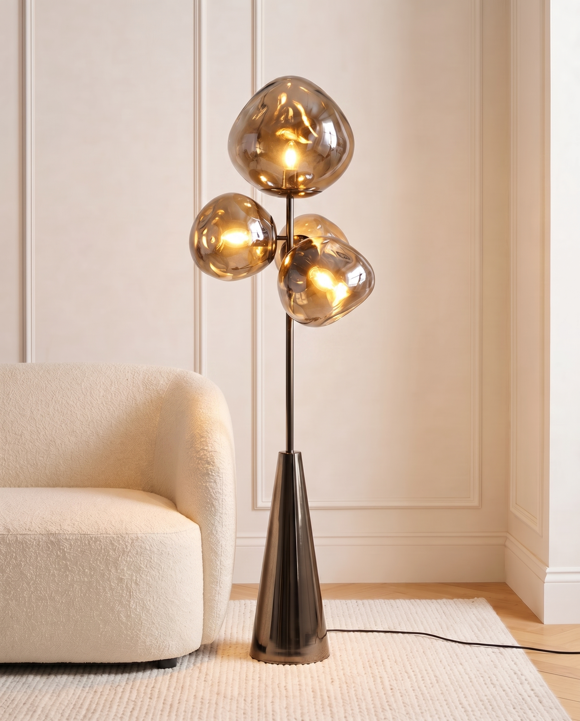 Amber glass floor lamp, detail