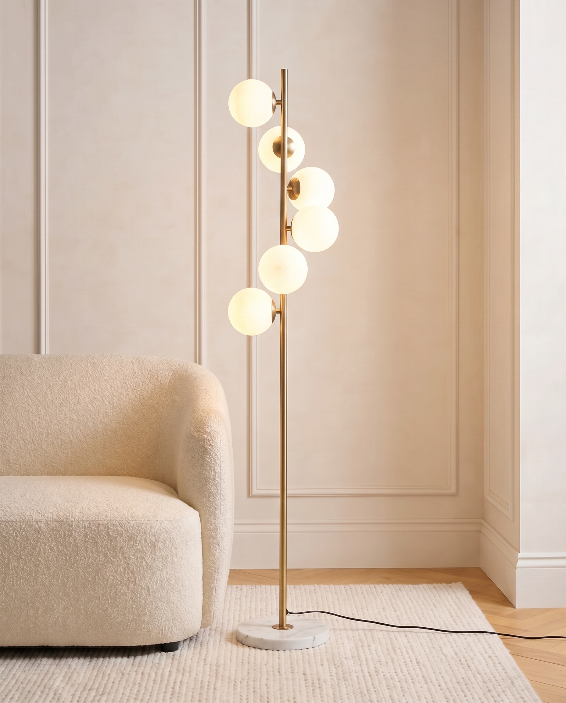 Marble base floor lamp, detail