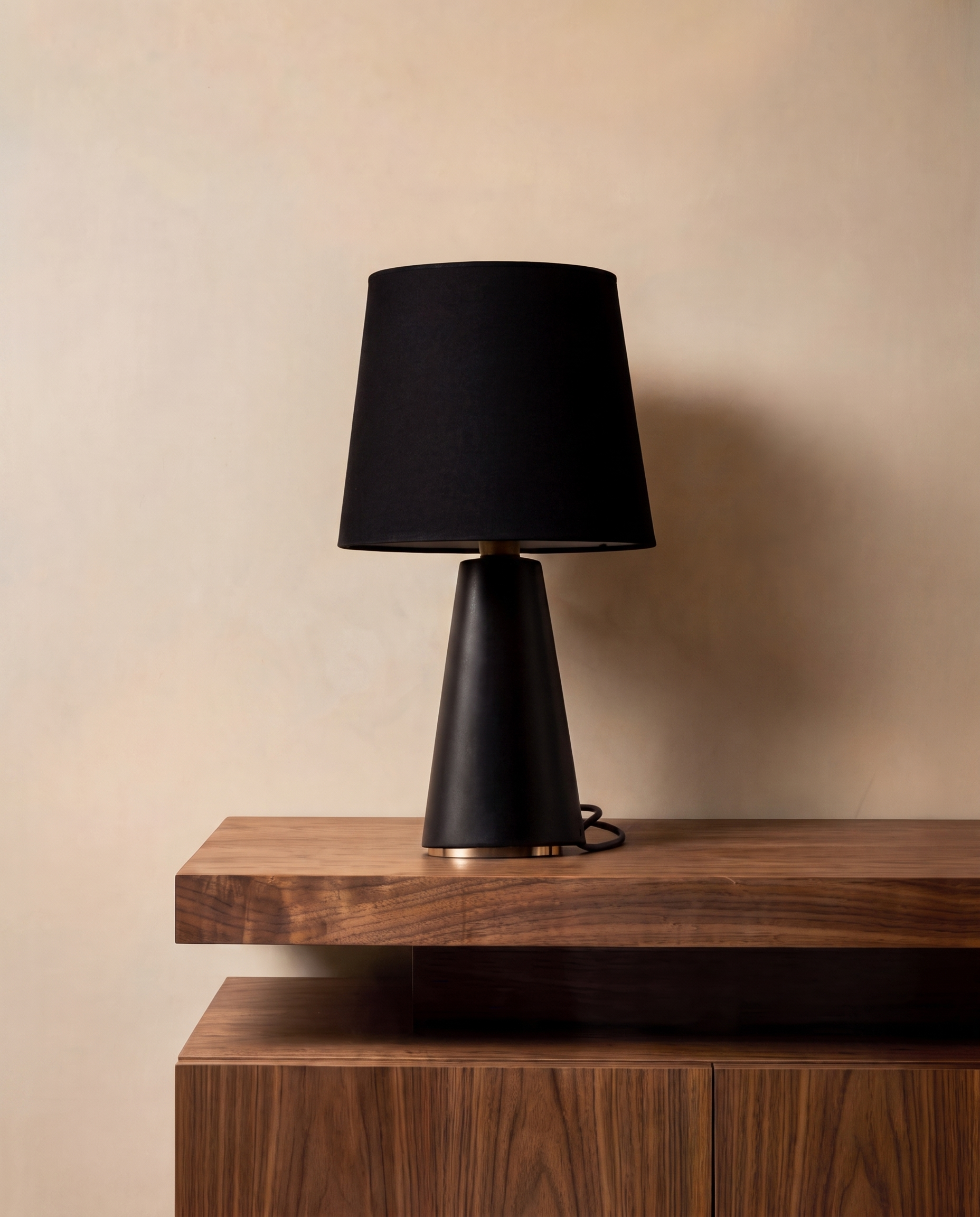 Black table lamp with black shade