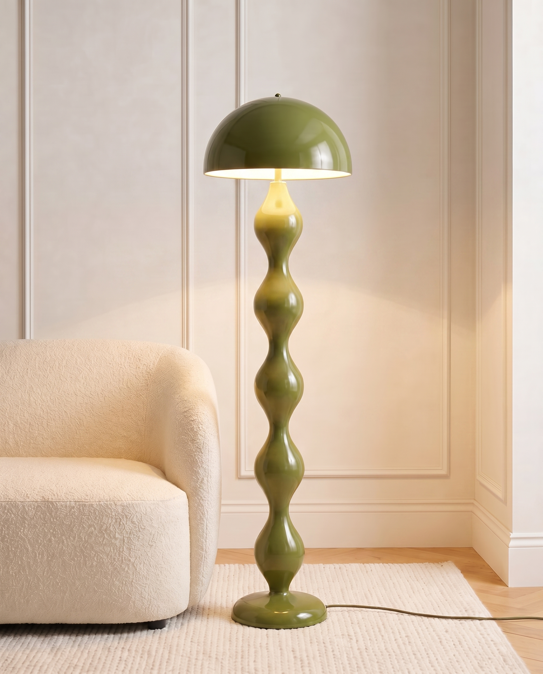 Olive green floor lamp, detail