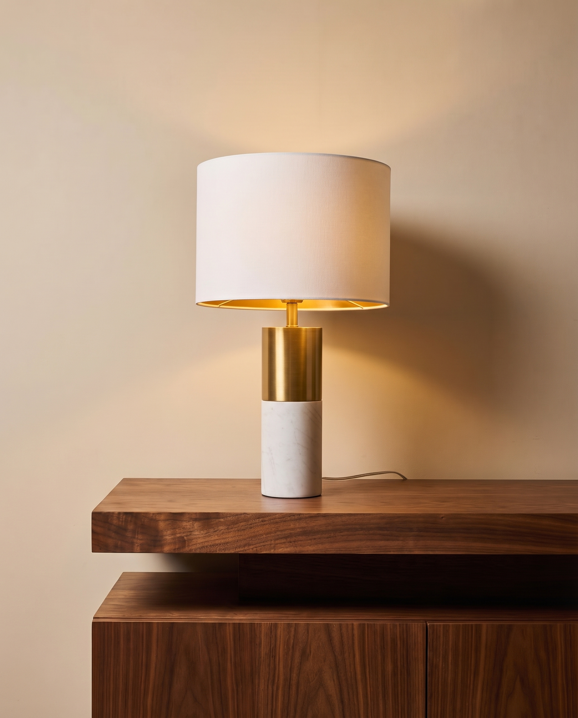 Gold and white table lamp, detail