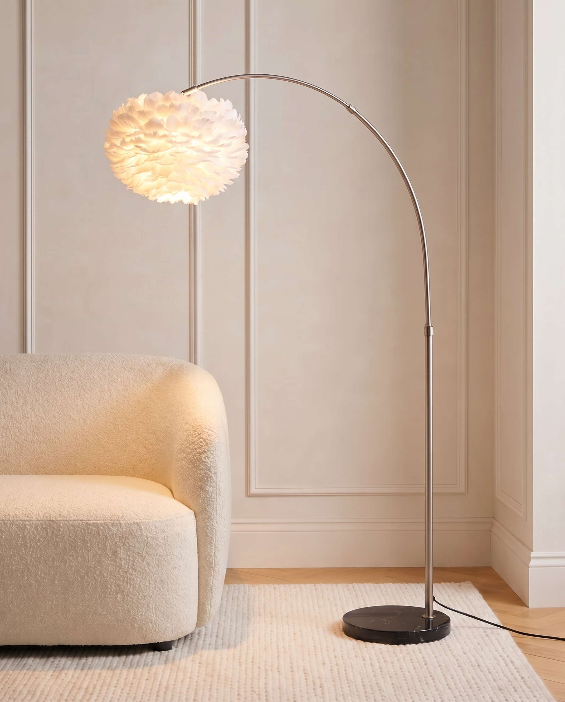 Feather arc floor lamp, detail
