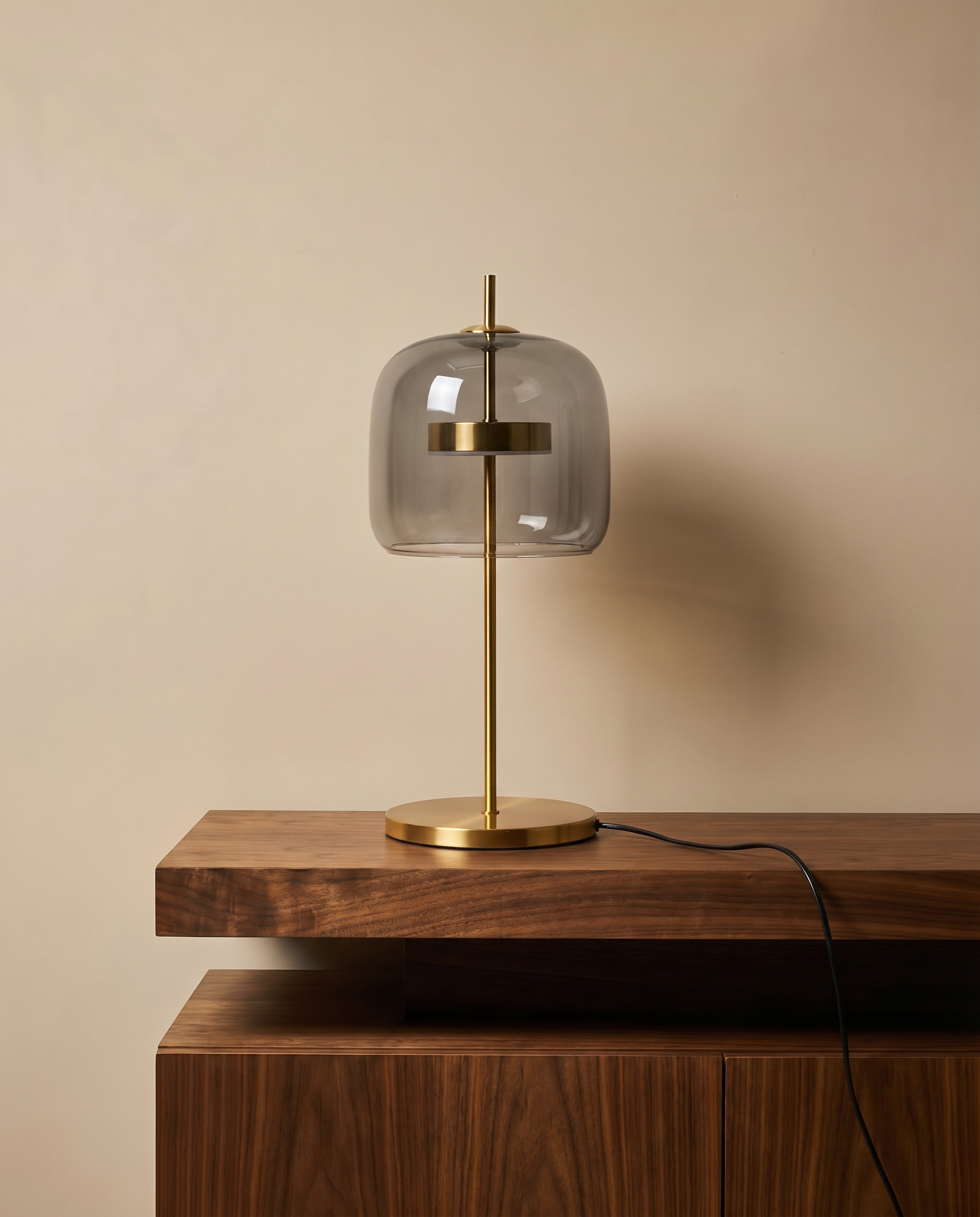 Gold bronze metal and glass LED table lamp