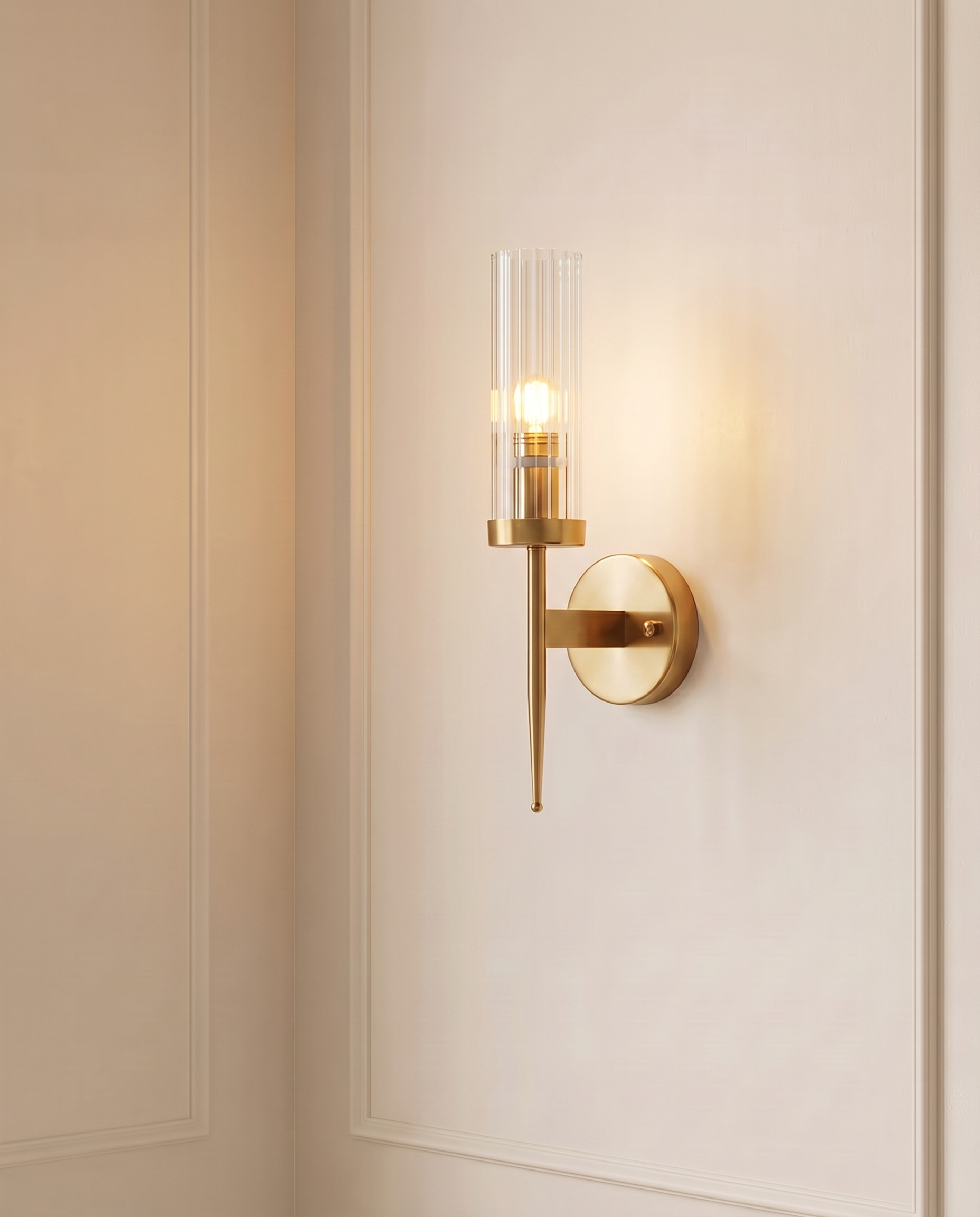 Brass Glow Single Wall Light, detail view — The Home Peck