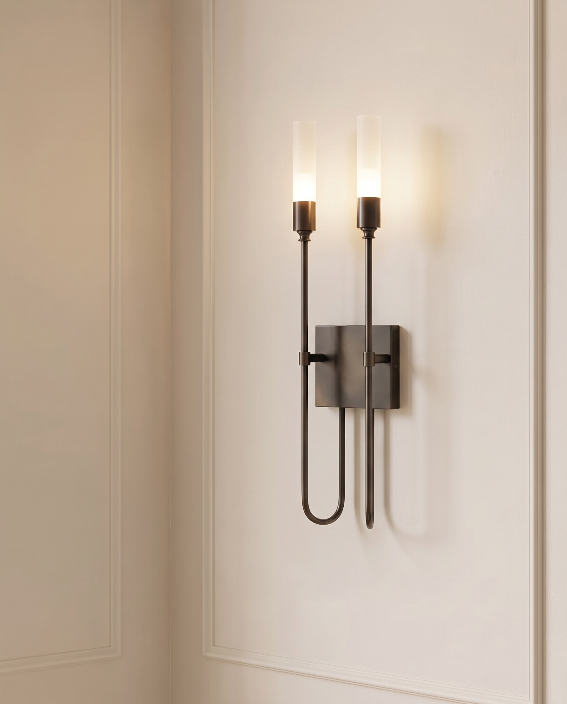 Black Arrow Line Wall Light, detail view — The Home Peck