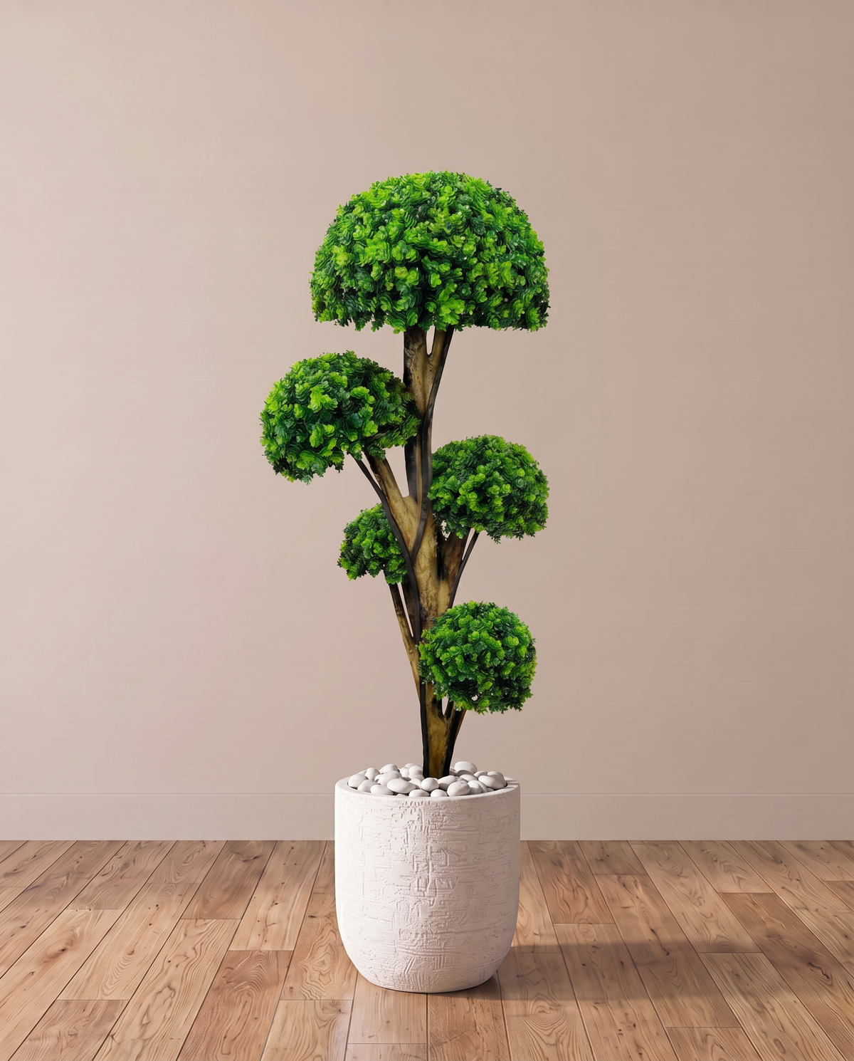 Artificial Boxwood Topiary Bonsai Tree with Wide Leaves