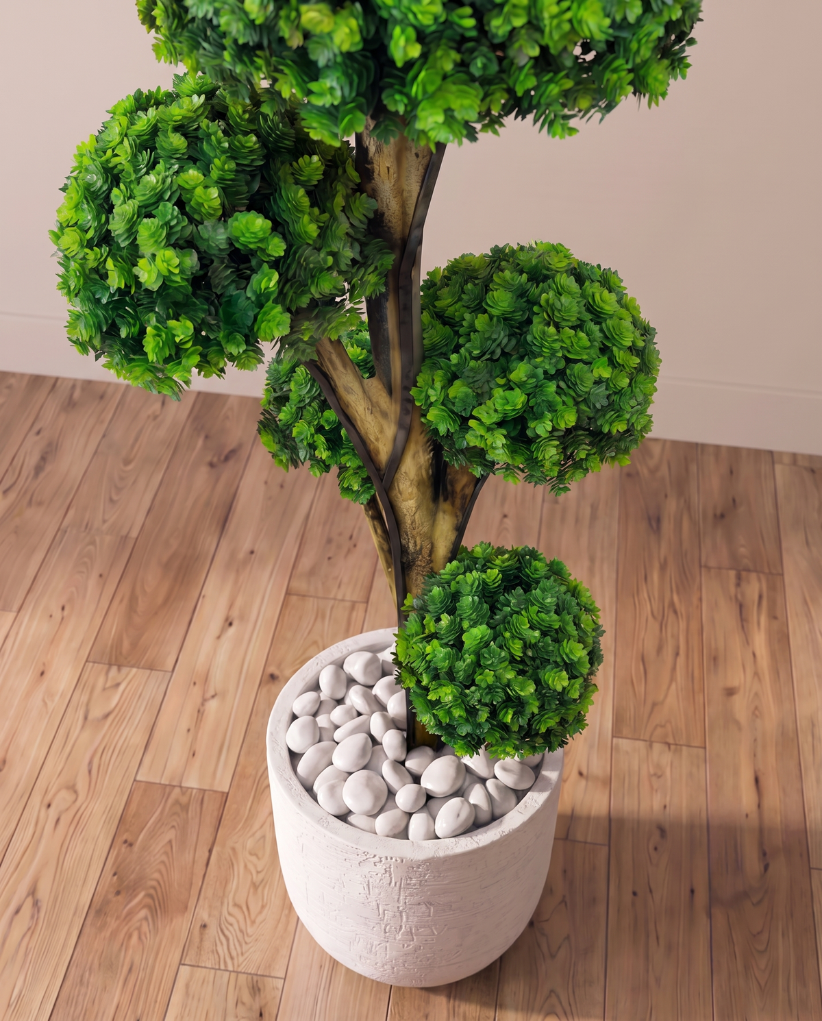 Artificial Boxwood Topiary Bonsai Tree with Wide Leaves