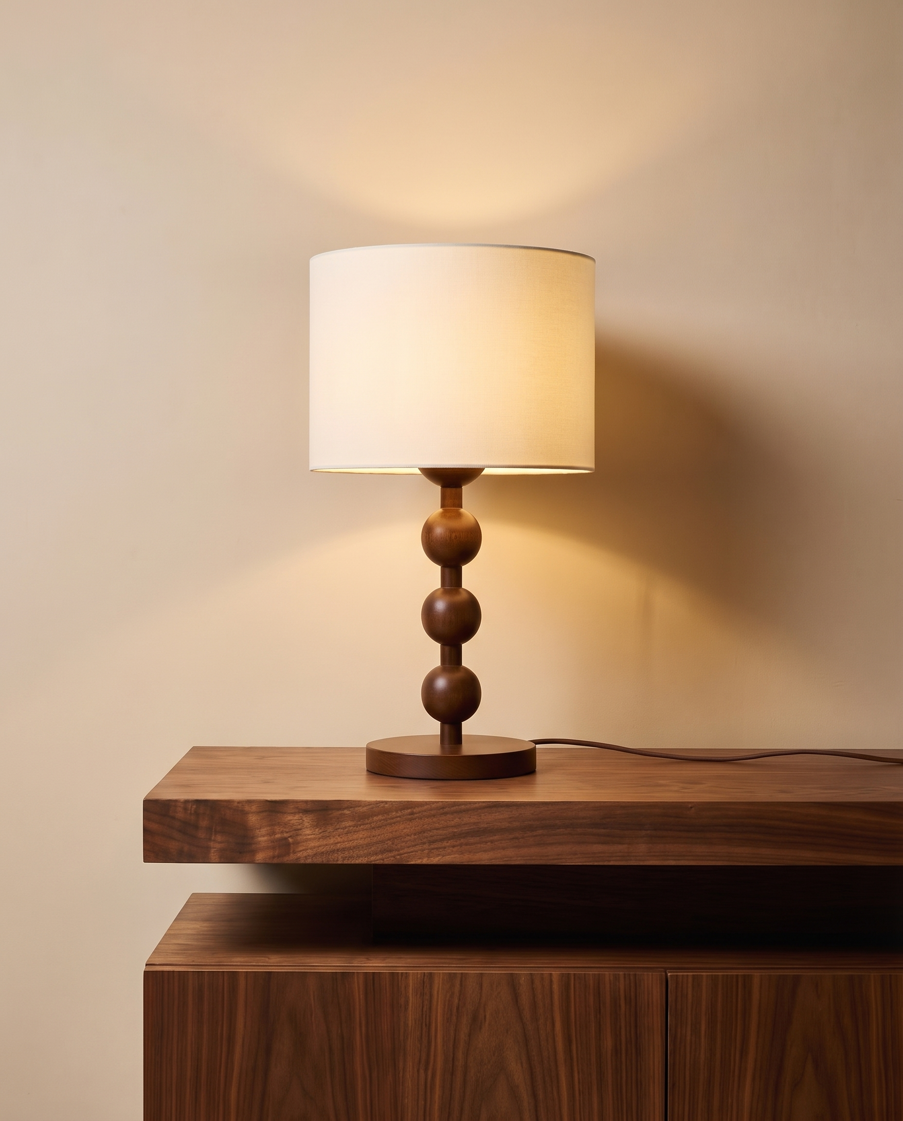 Dark wood table lamp, detail