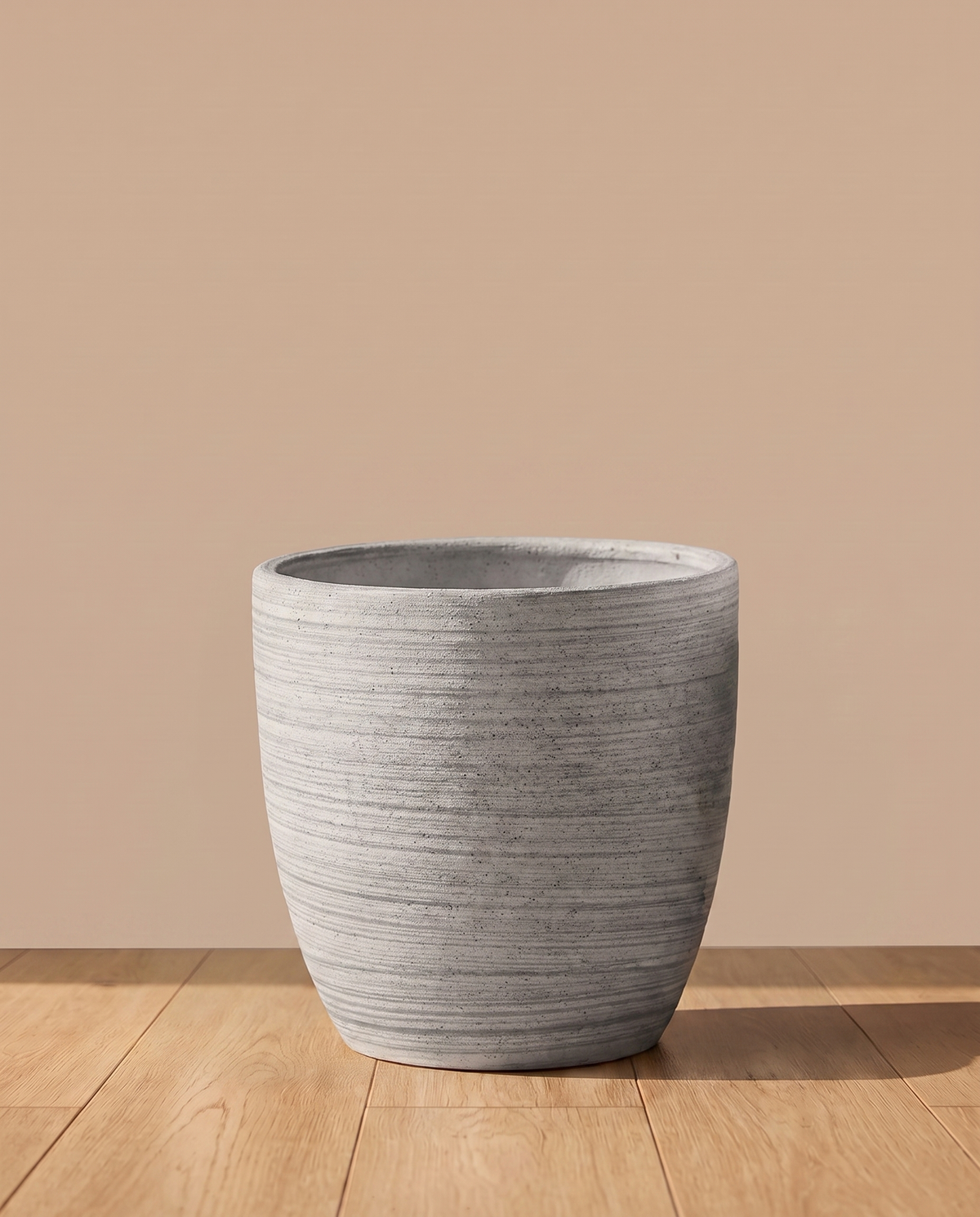 Ridged Grey Ceramic Planter – detail view