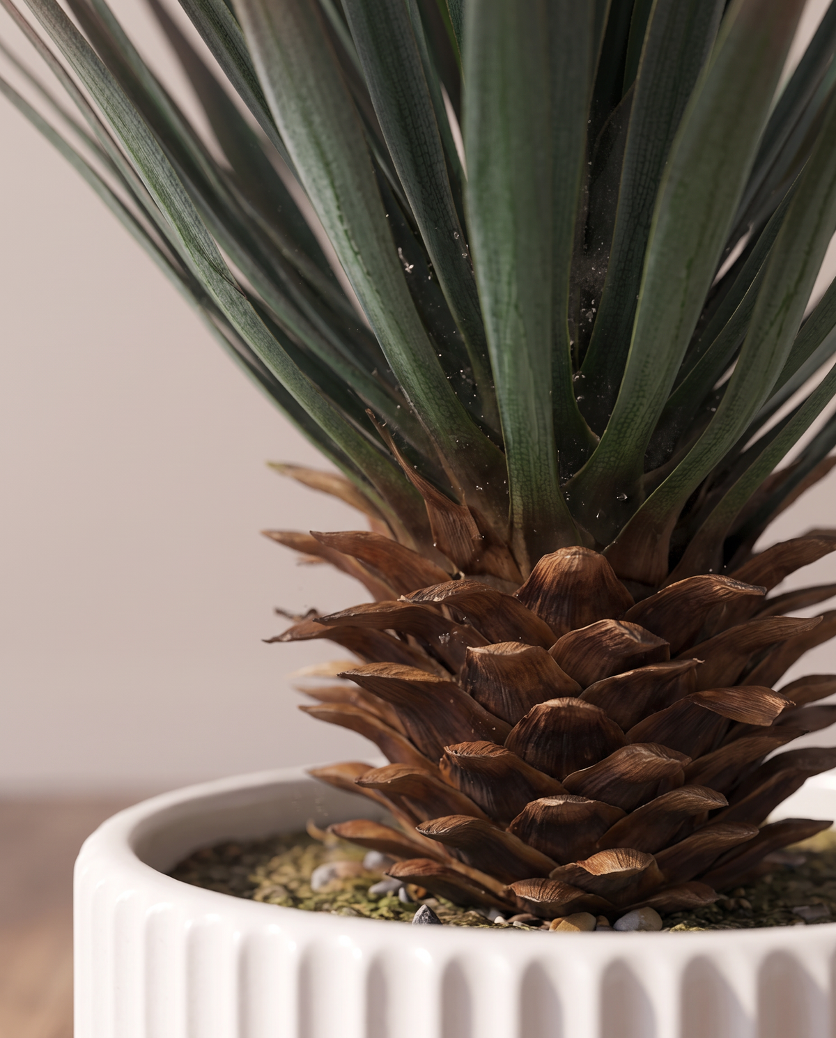 Artificial Yucca Gloriosa Plant – textured trunk close-up