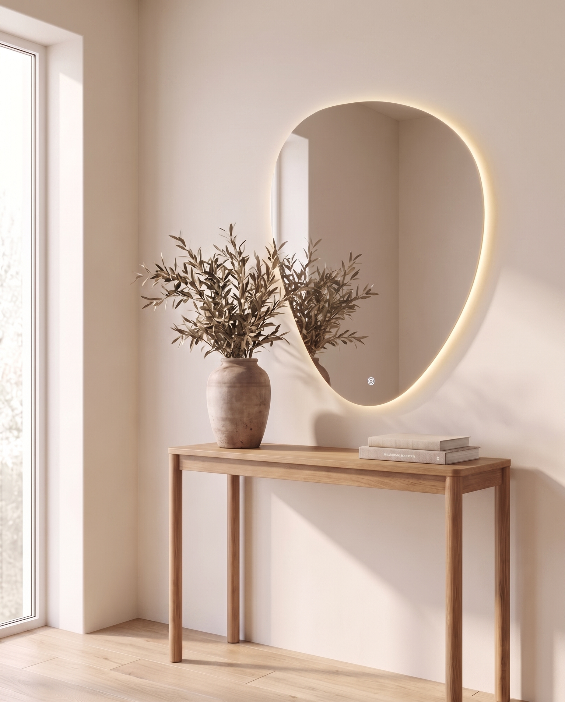 Isla frameless irregular LED mirror