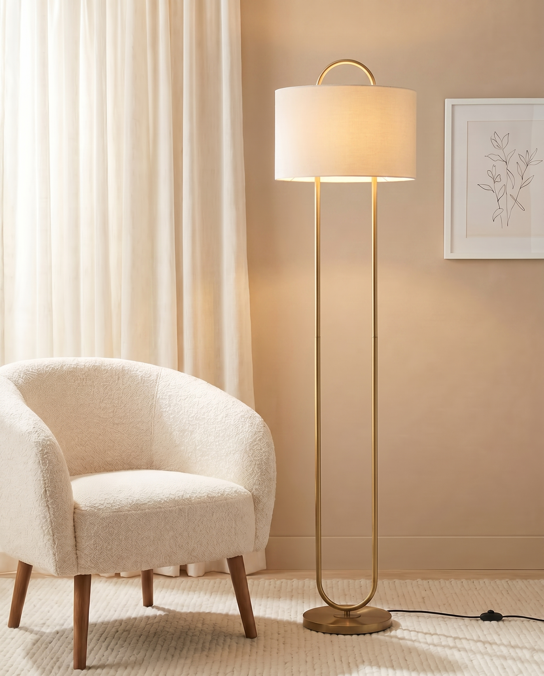 Gold floor lamp, detail