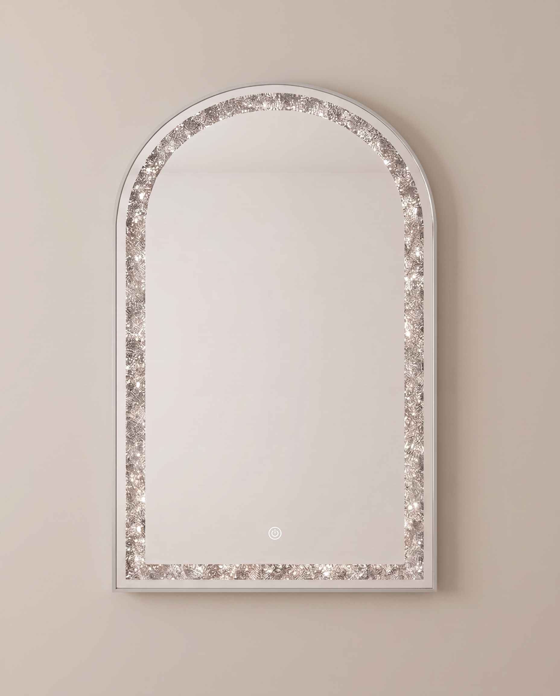 Celine silver arch LED mirror with crystal inlay
