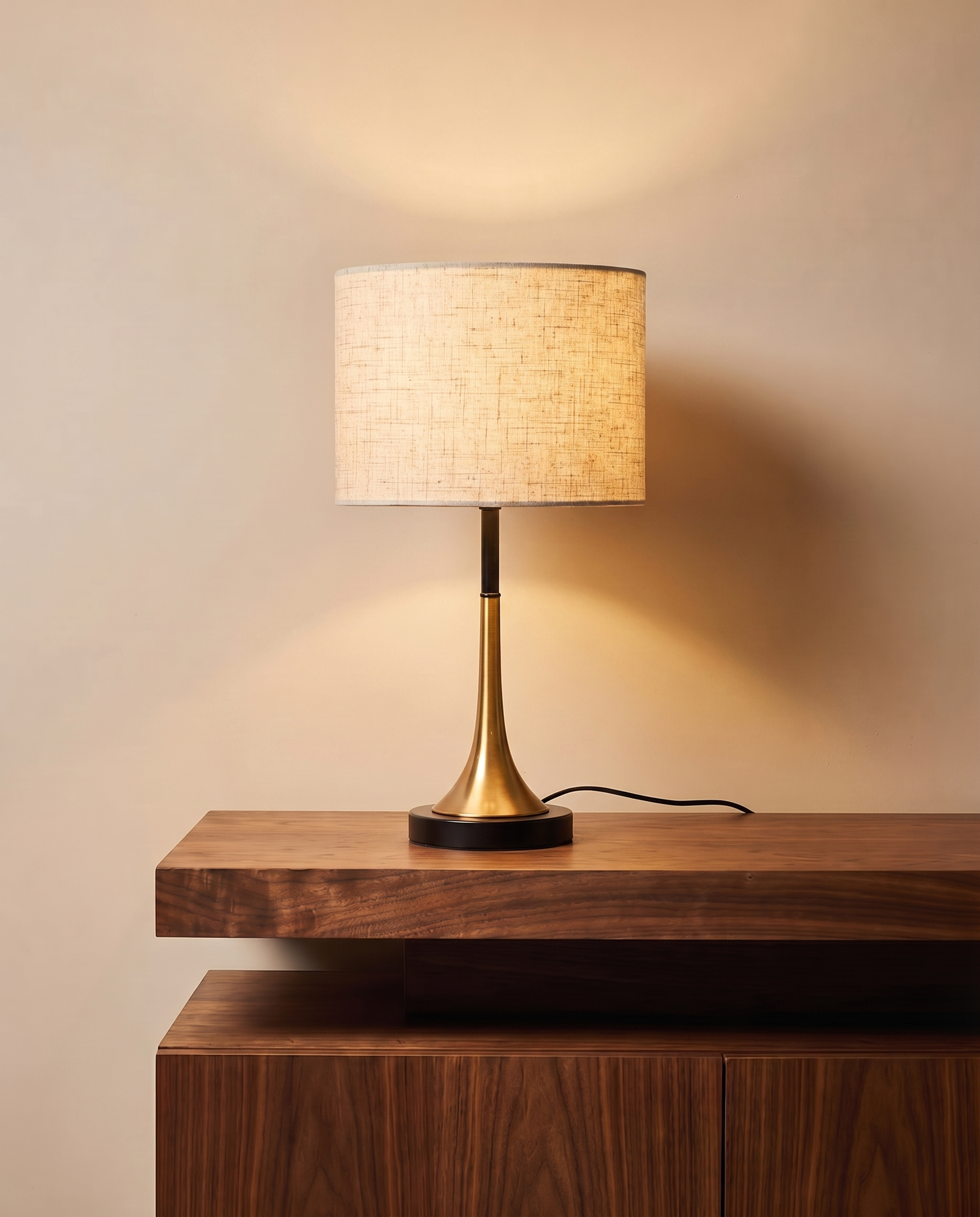 Gold and black table lamp, detail