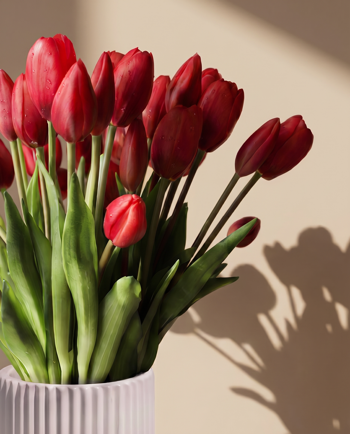 Artificial Tulip Red Flowers – close-up of the tulip heads