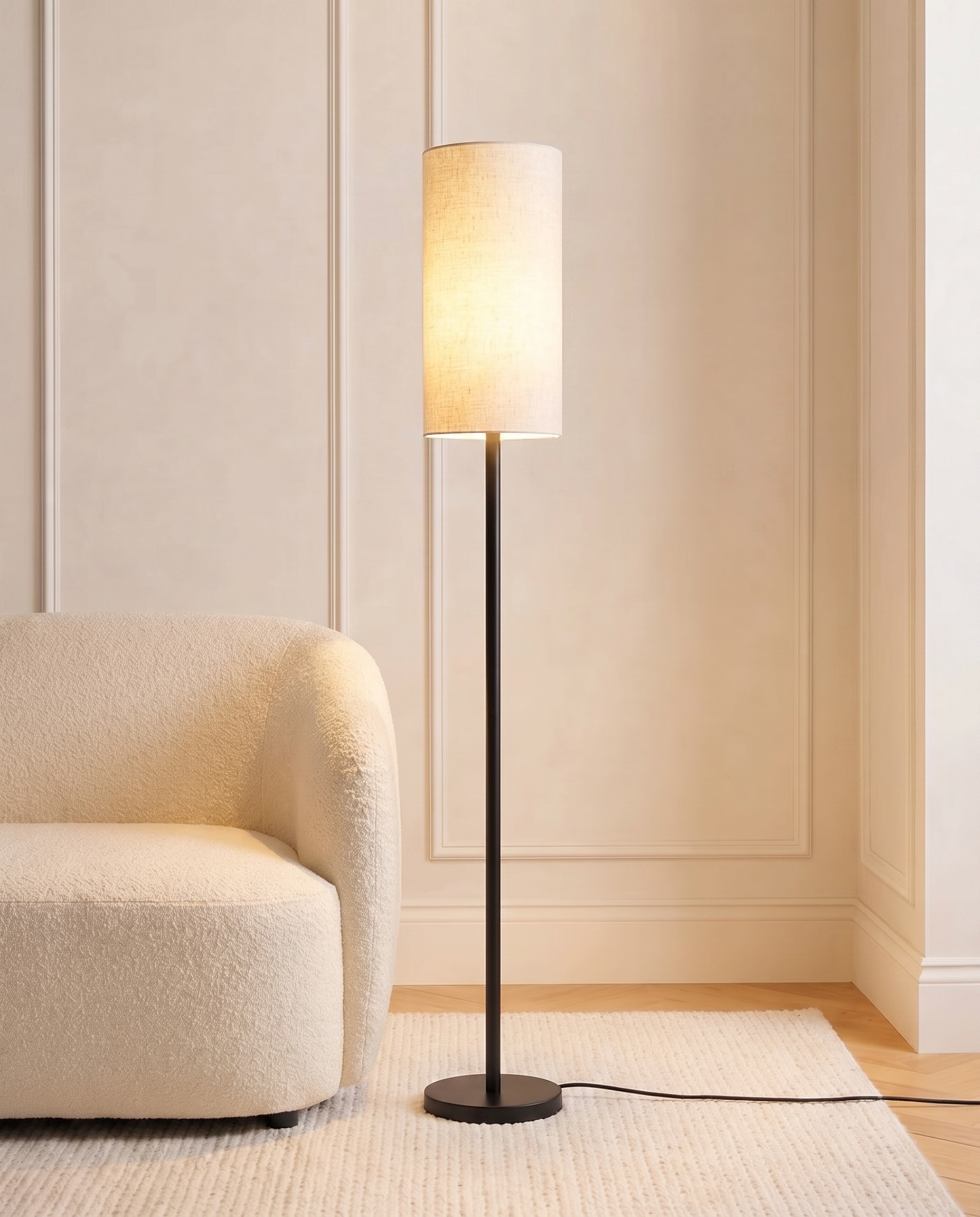 Modern black floor lamp, detail