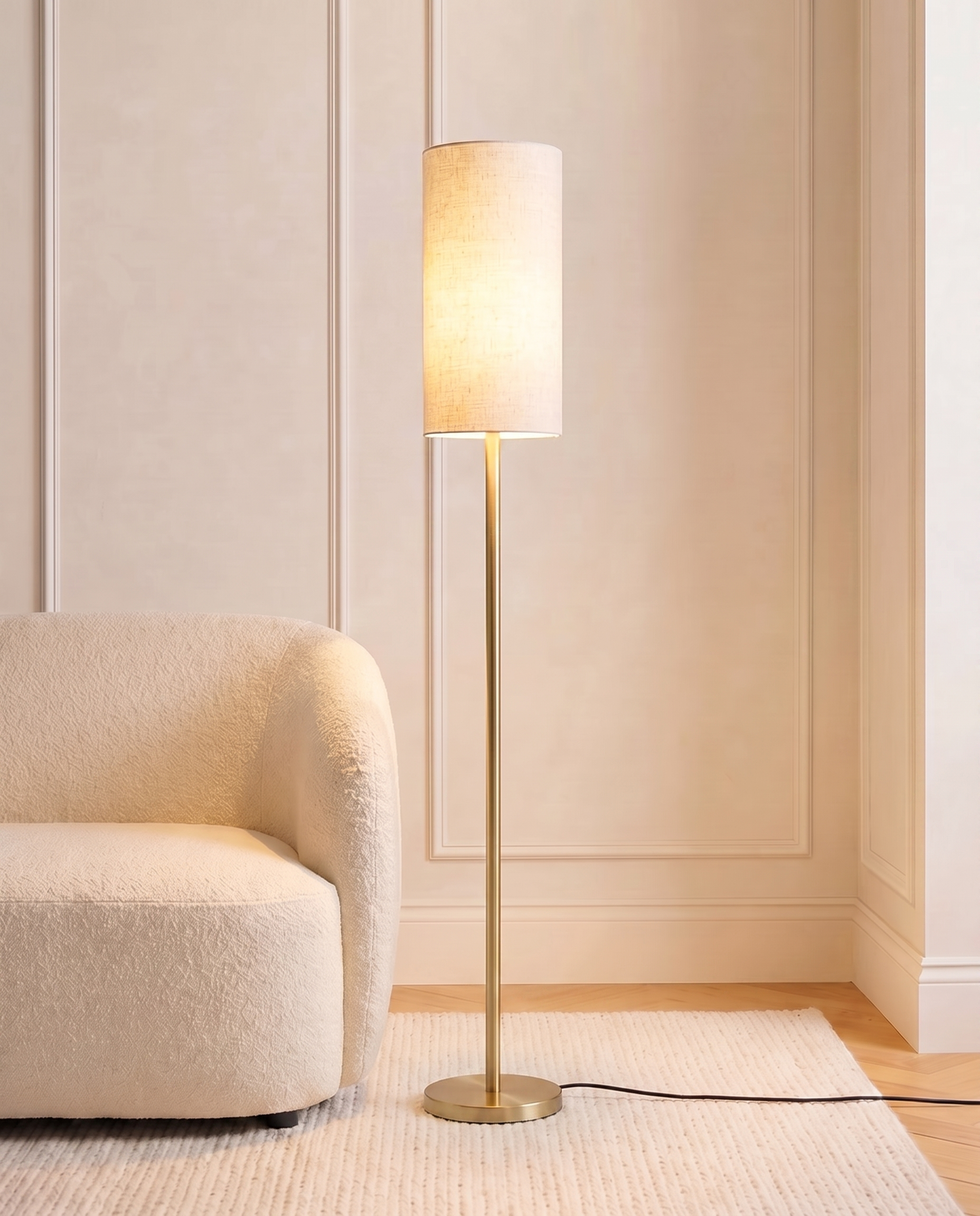 Modern gold floor lamp, detail