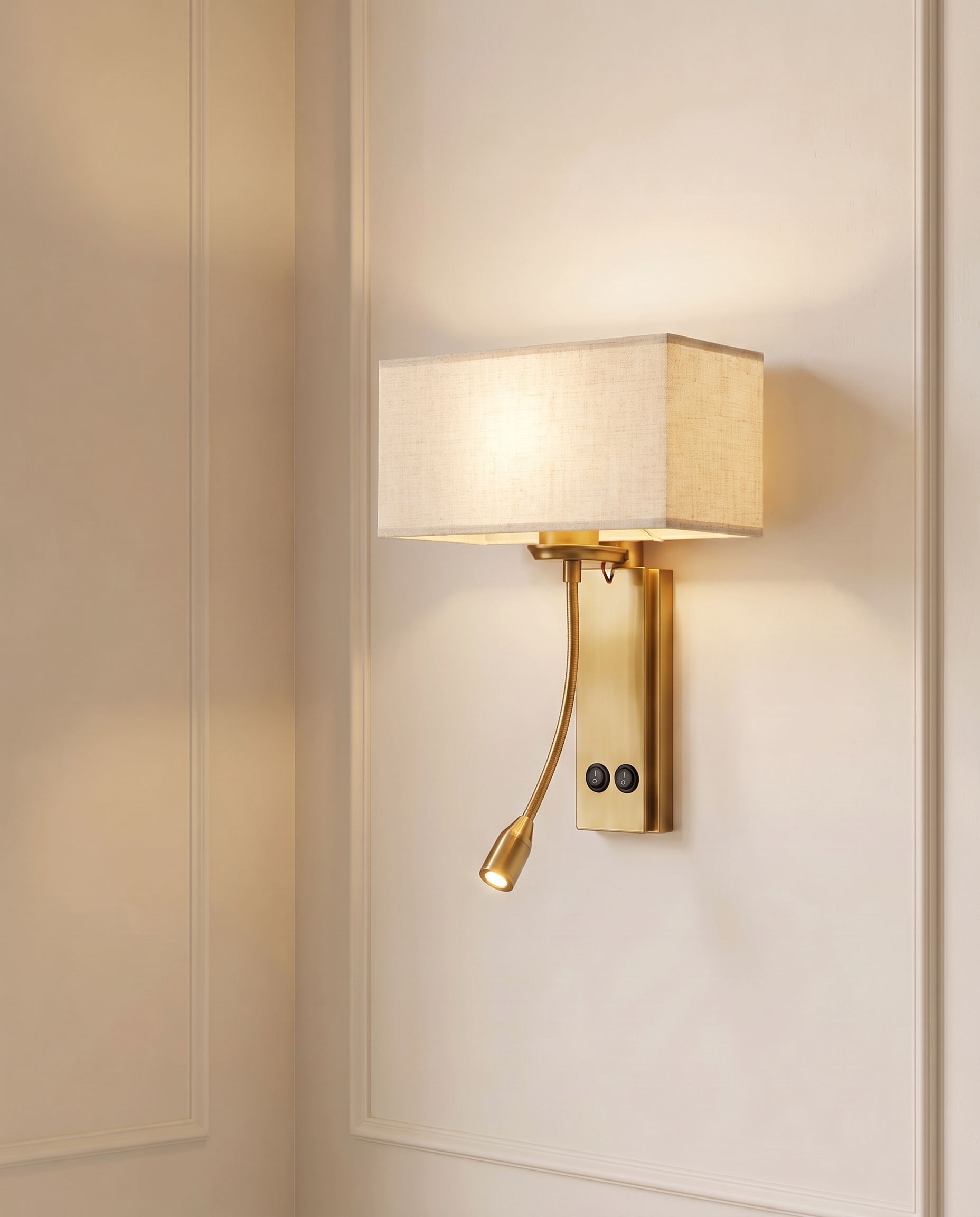 Verona Wide Gold Wall Light, detail view — The Home Peck
