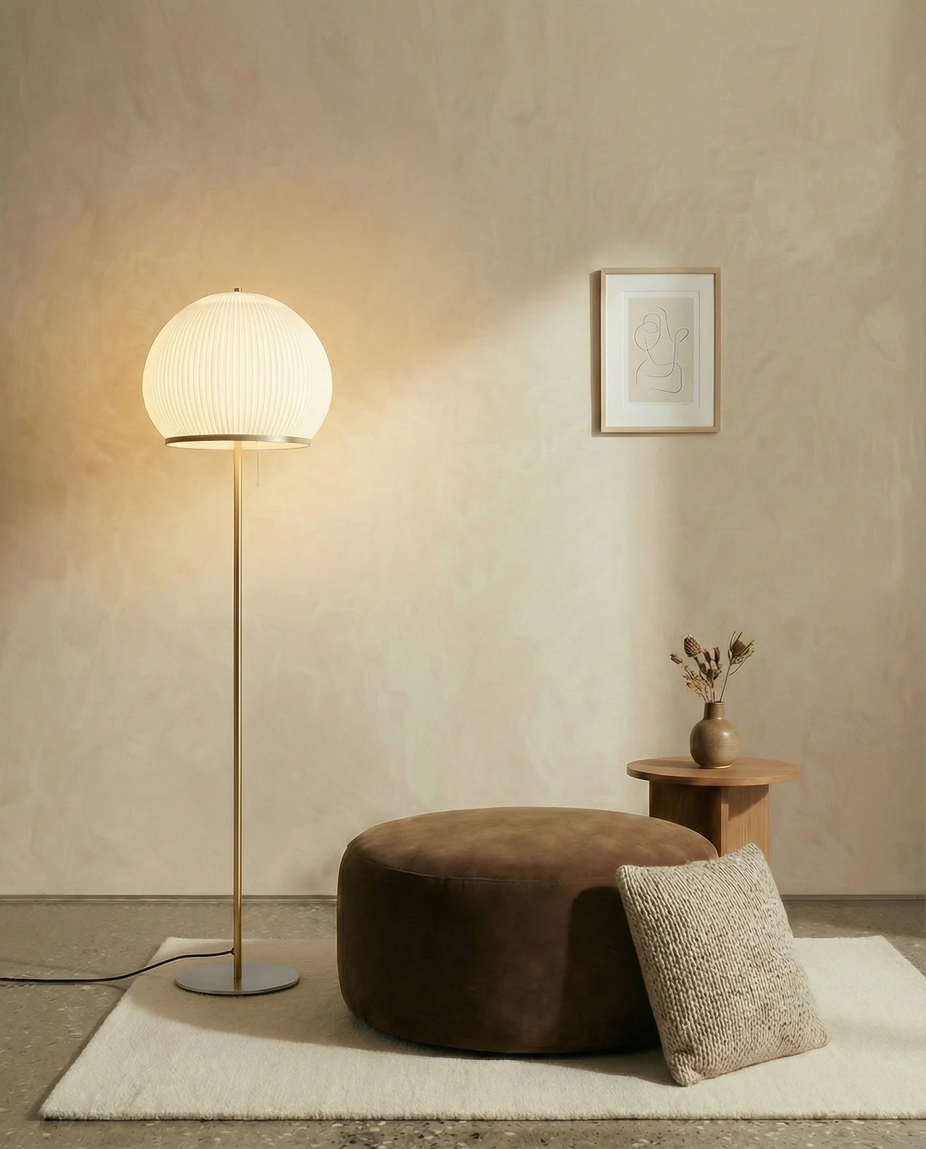 Glowing Orb Corner Floor Lamp