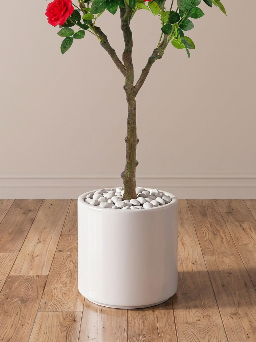 Scarlet Red Rose Faux Plant