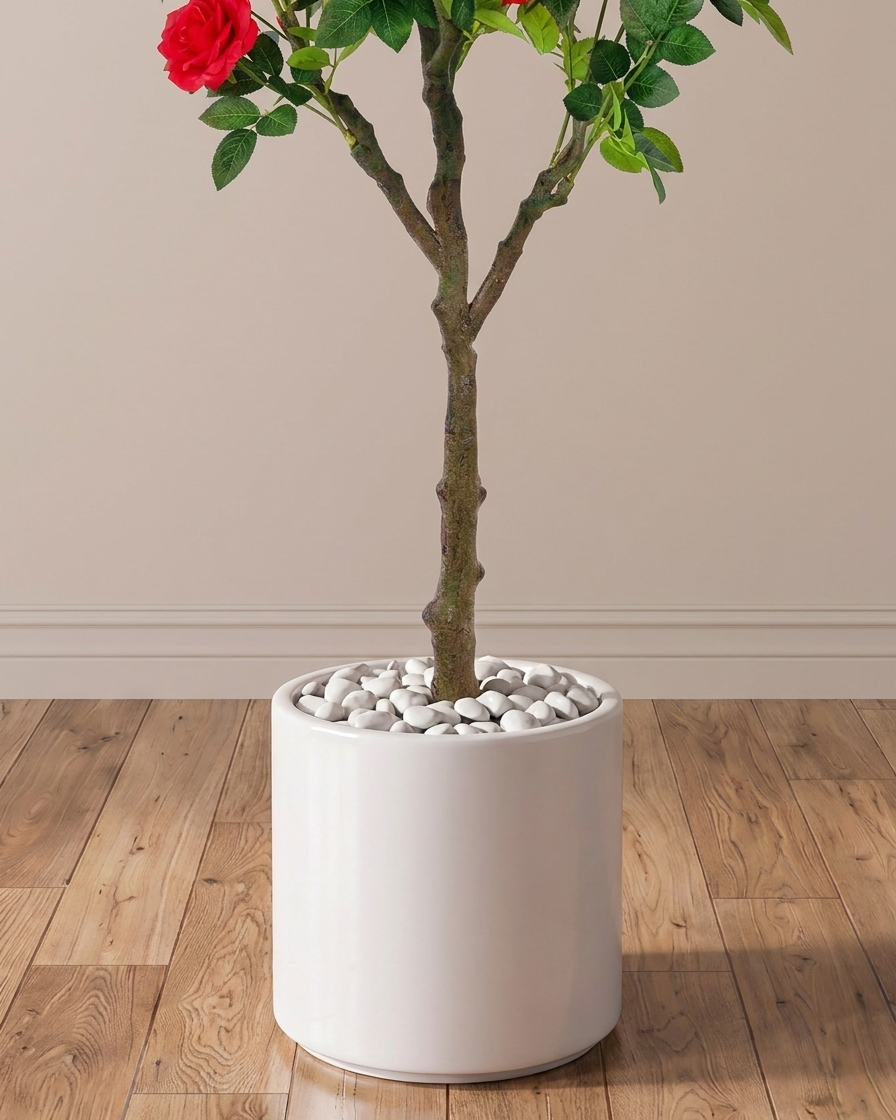Scarlet Red Rose Faux Plant