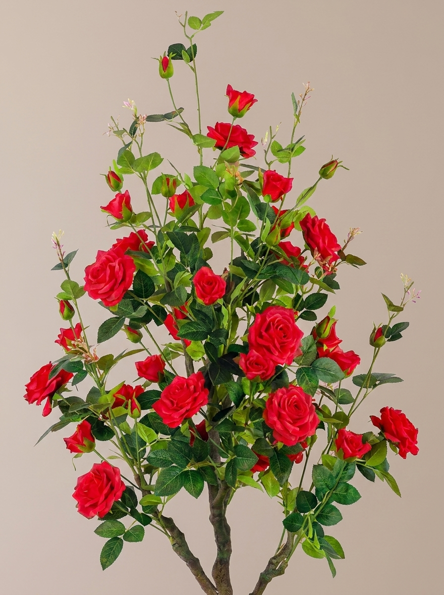 Scarlet Red Rose Faux Plant
