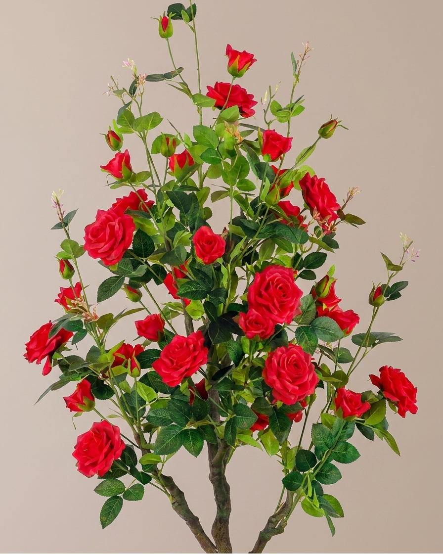 Scarlet Red Rose Faux Plant