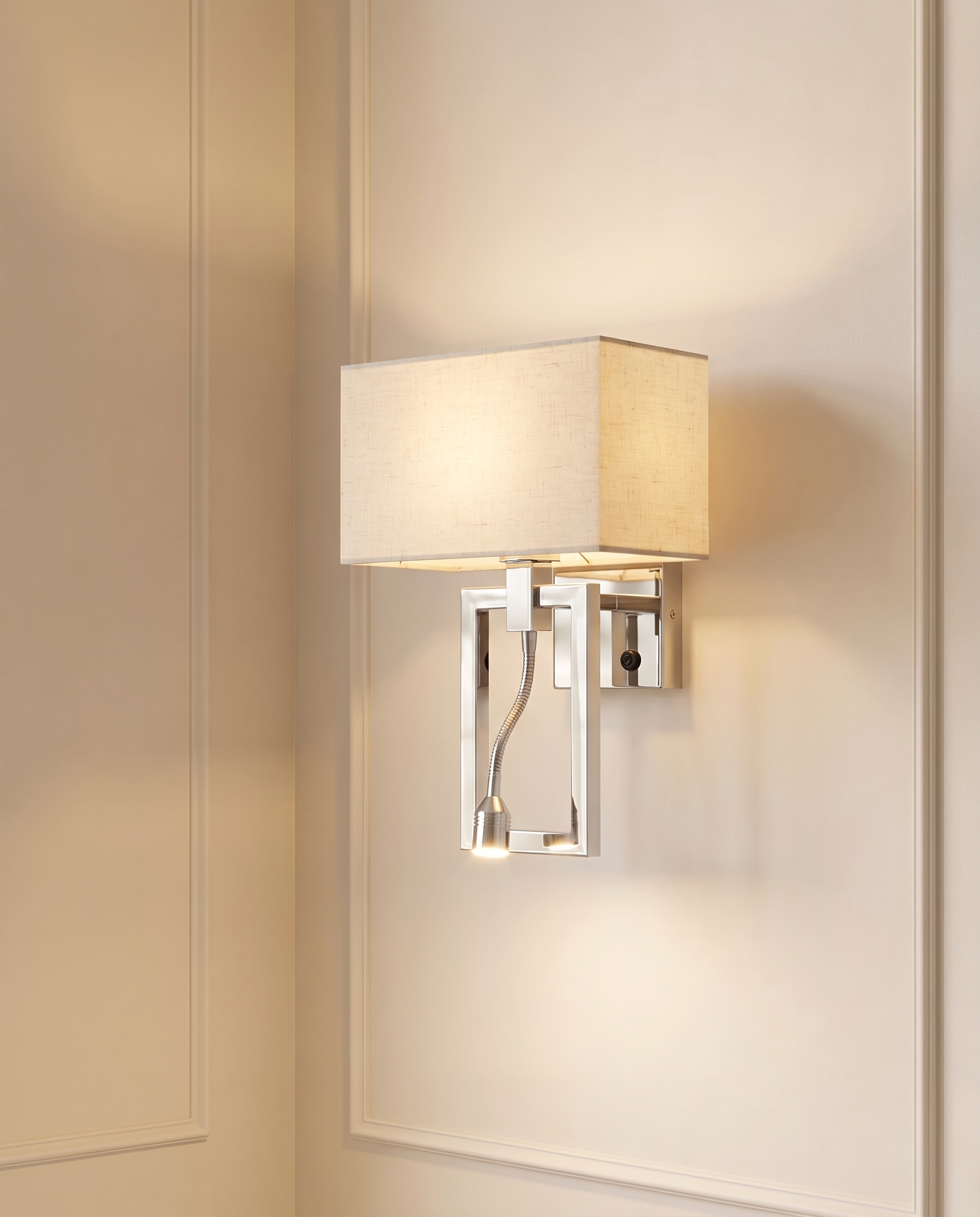 Sterling Long Silver Wall Light, detail view — The Home Peck