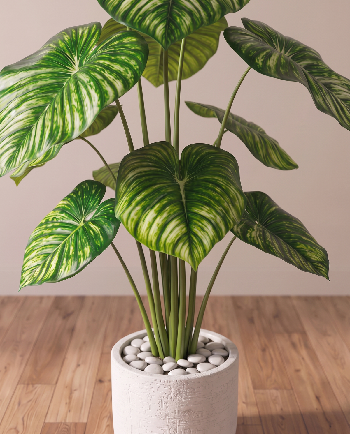 Artificial Calathea Orbifolia Plant – closer view of the plant and base