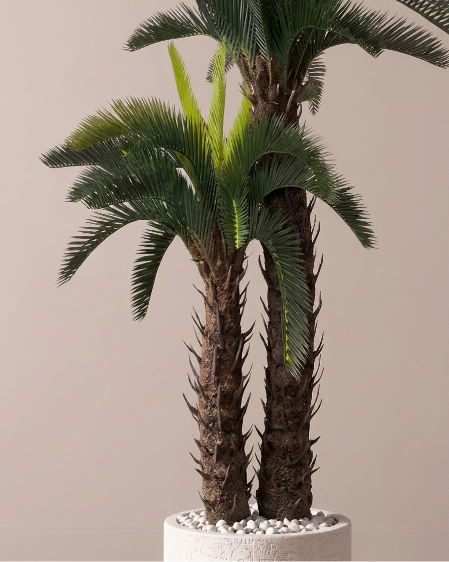 Artificial Double Headed Cycas Palm Tree