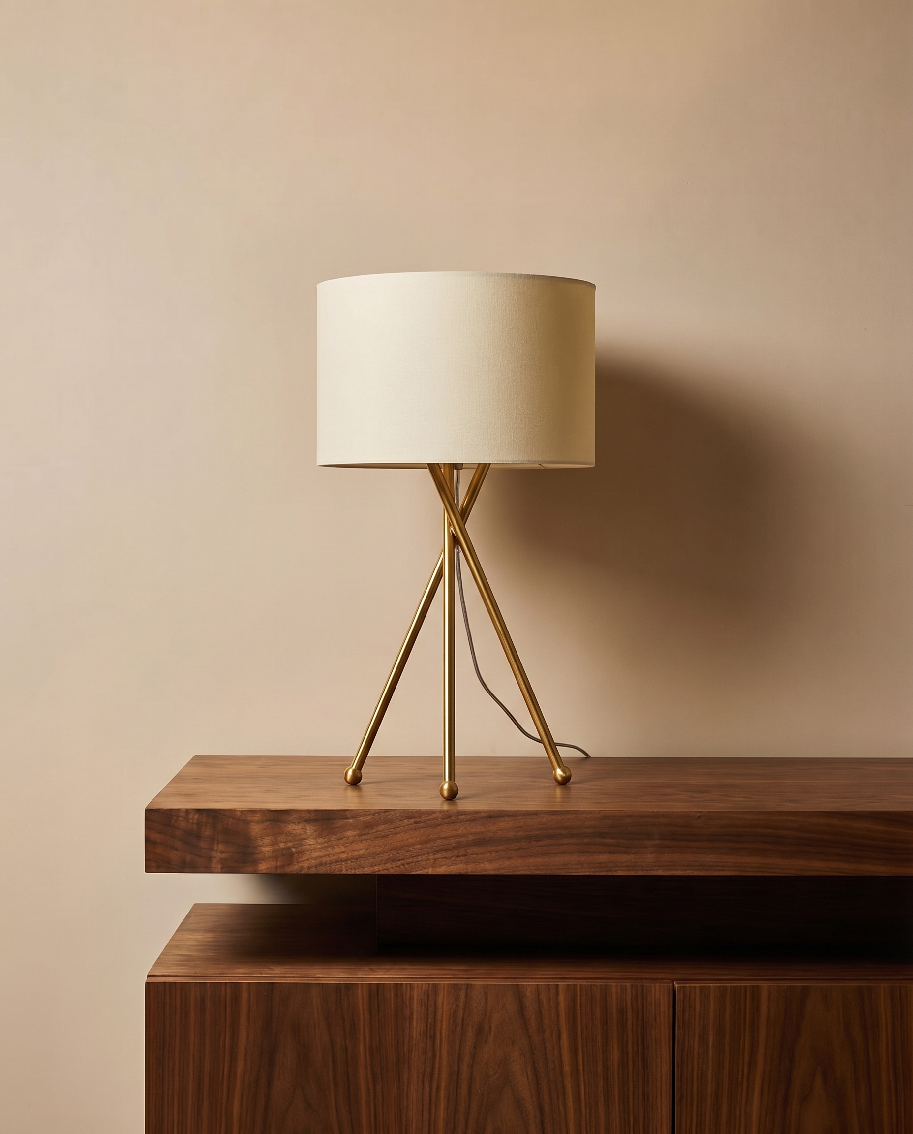 Gold table lamp with off-white shade