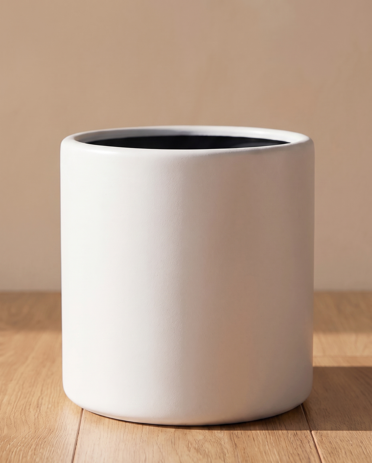 White Matte Metal Planter – alternate view