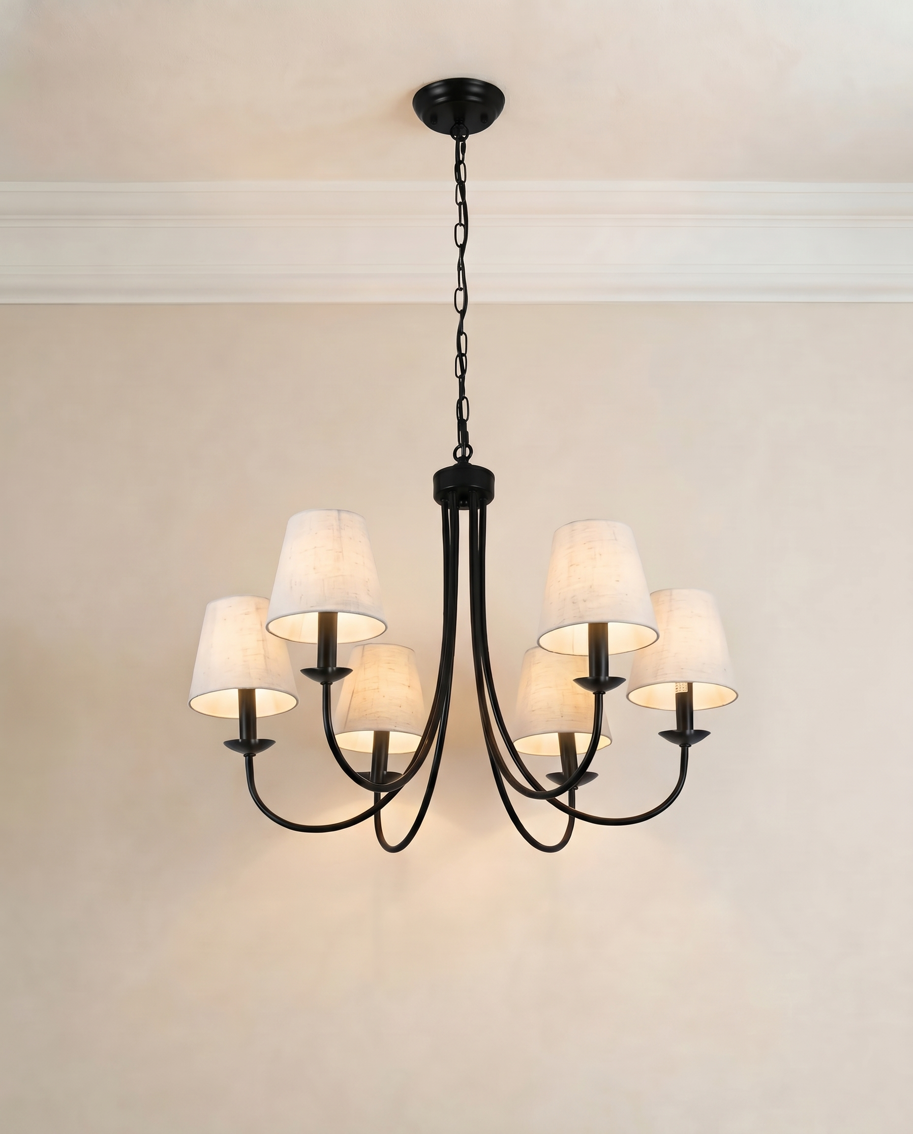 Luna Black Beige Chandelier, detail view — The Home Peck