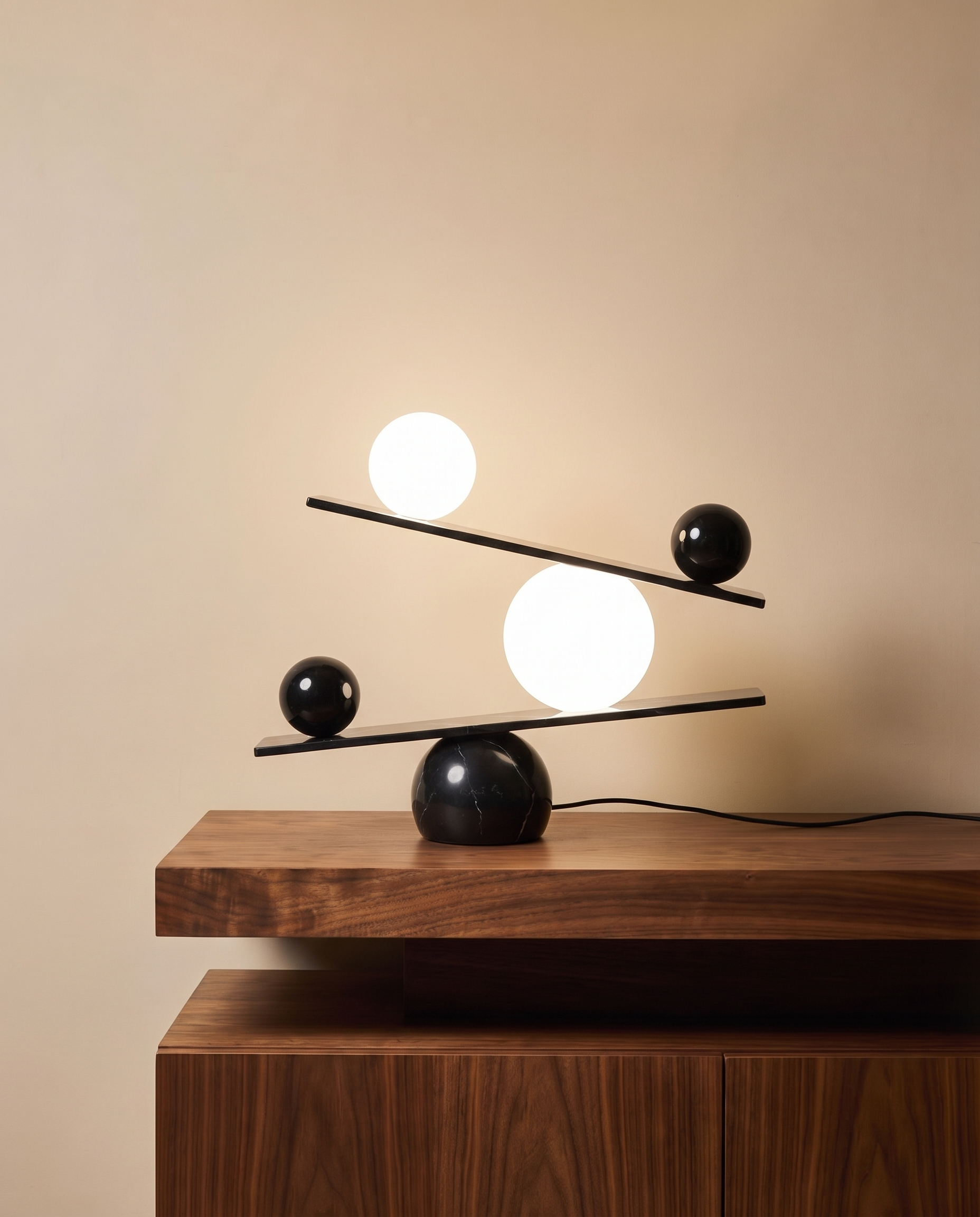 Marble table lamp, detail
