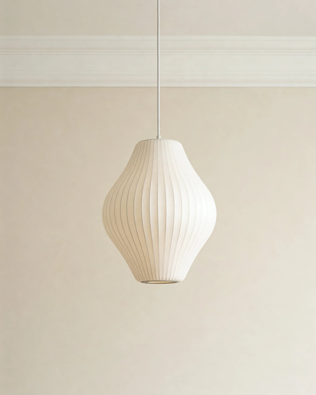 Silk bubble pendant light in a Dubai bedroom