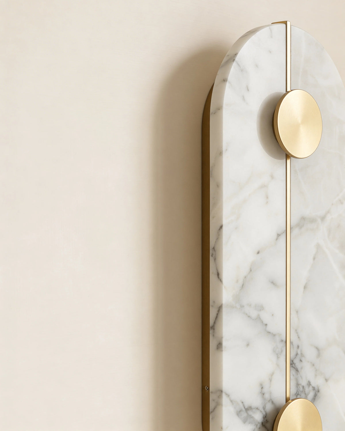 Alabaster marble wall lamp, close-up detail