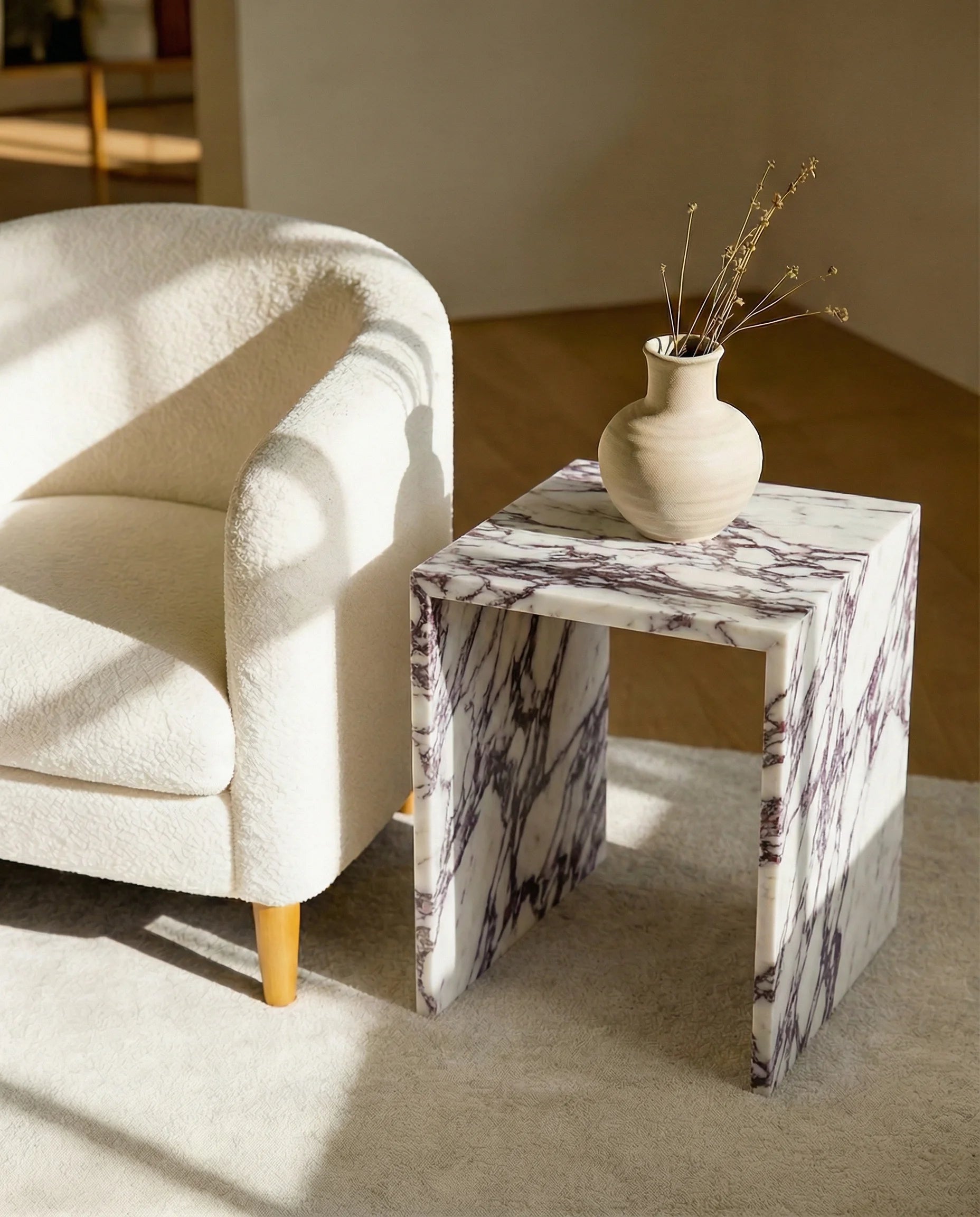 Albert Italian Calacatta Marble Box Side Table