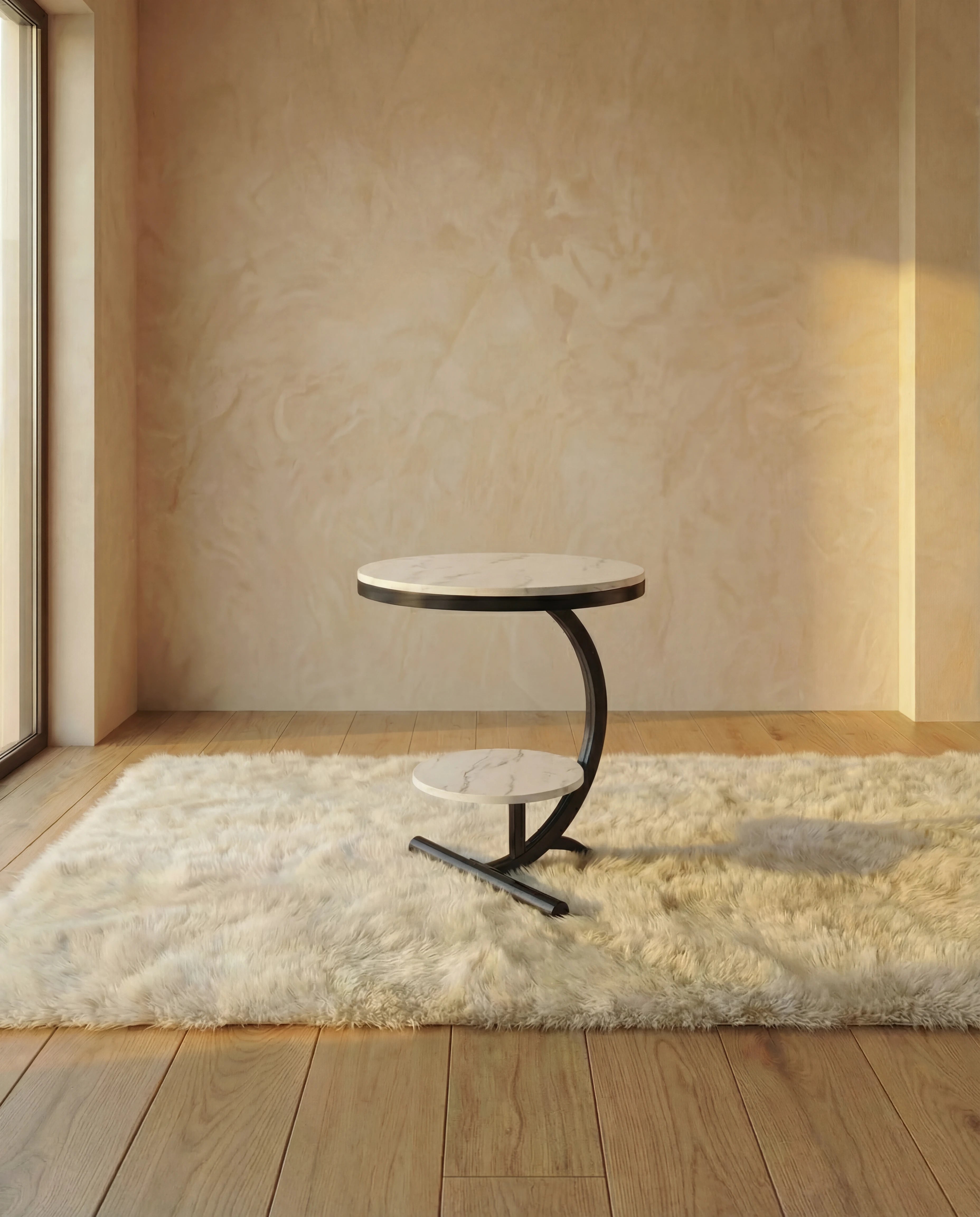 Alessia Two-Tier Marble Side Table