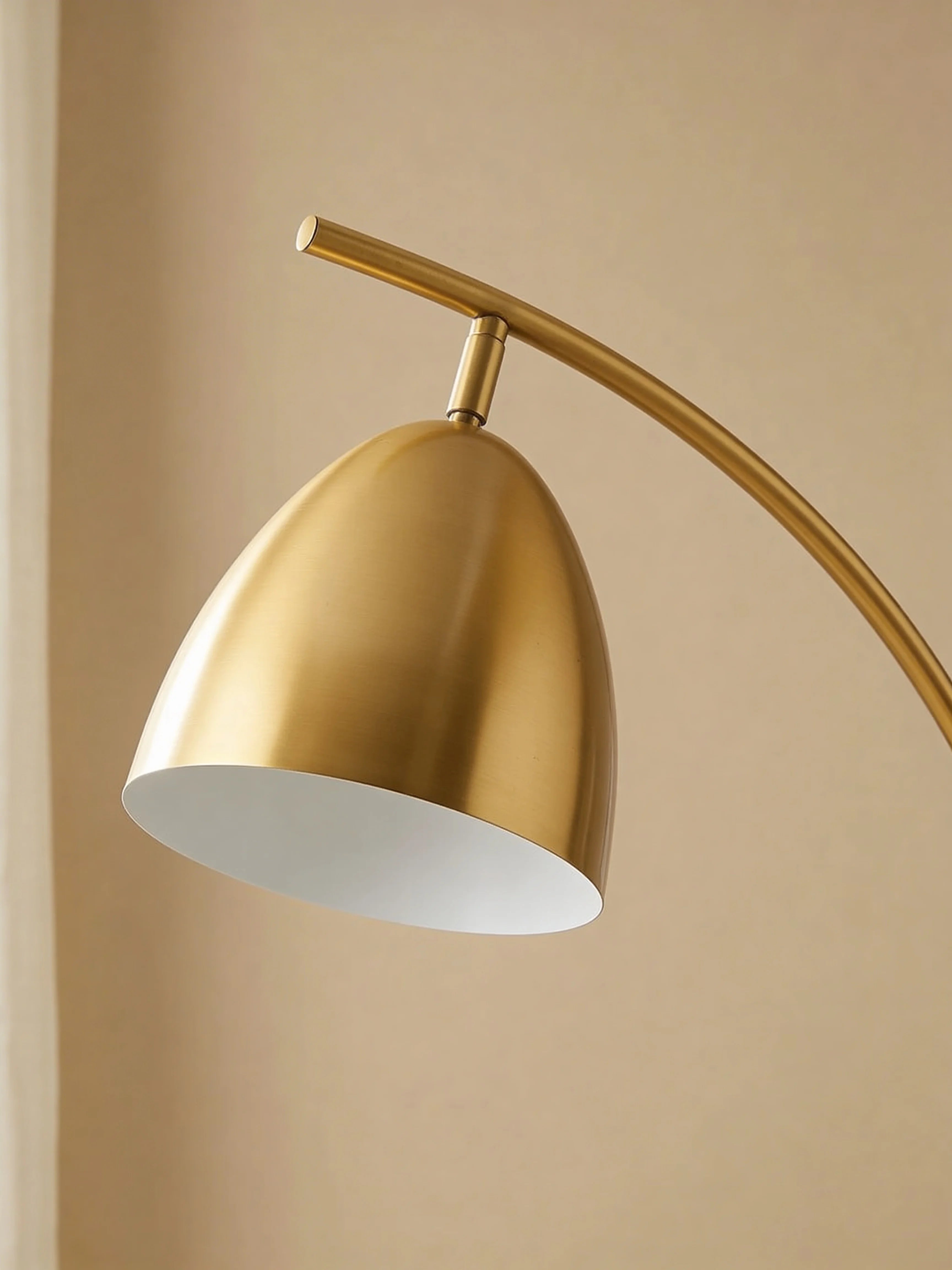 Alsen Golden Arched Floor Lamp with End Table