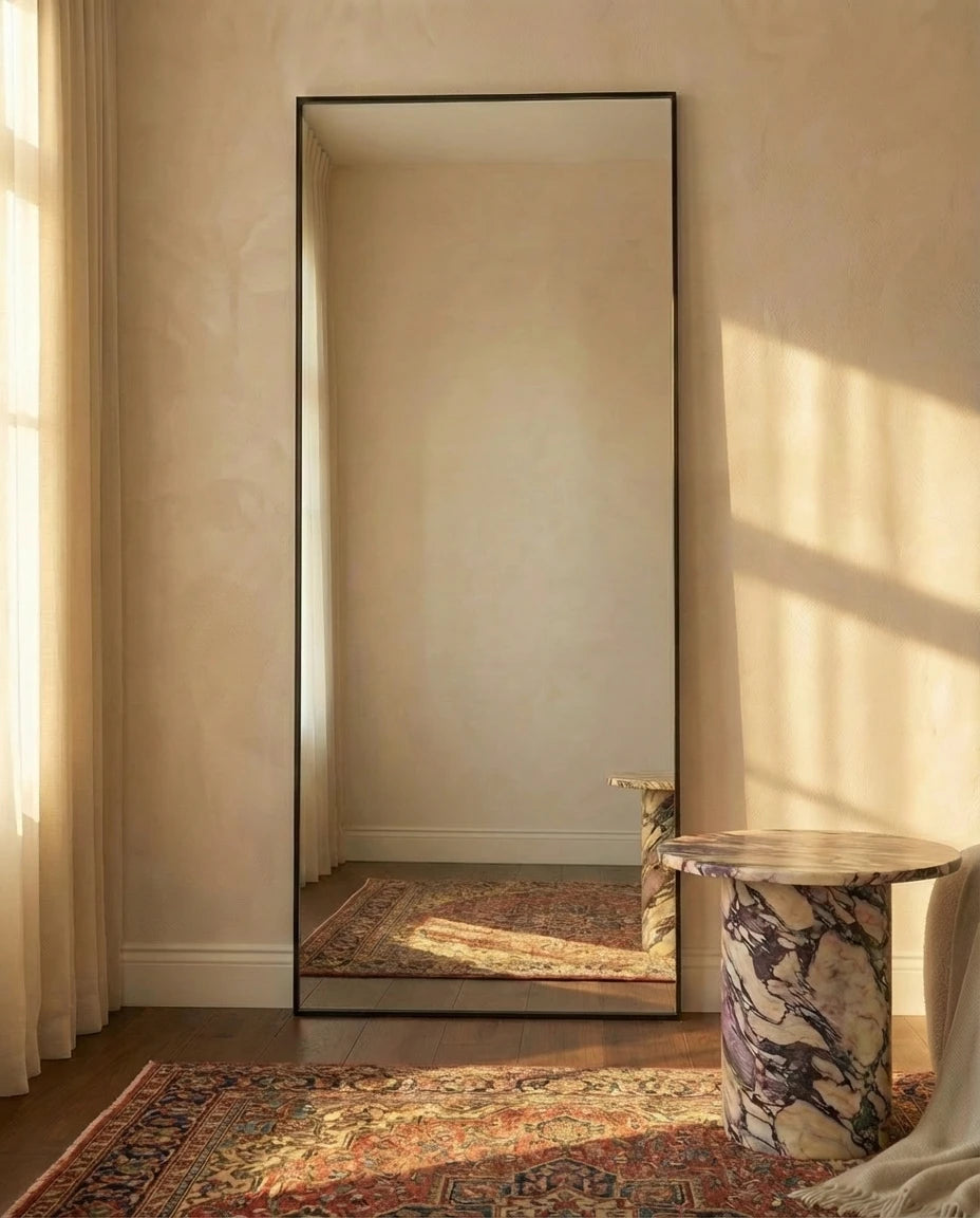 Amaya Large Black PVC Framed Mirror