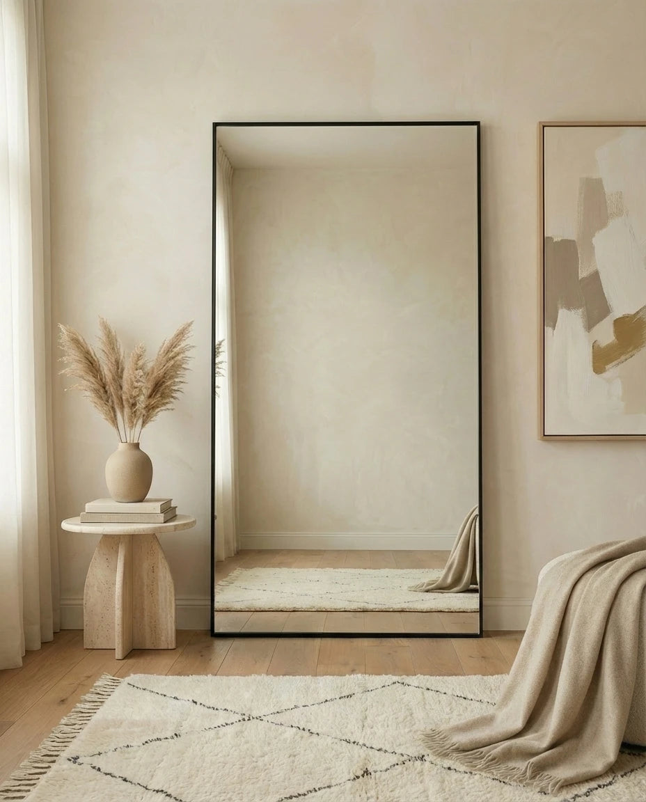 Amaya Large Black PVC Framed Mirror