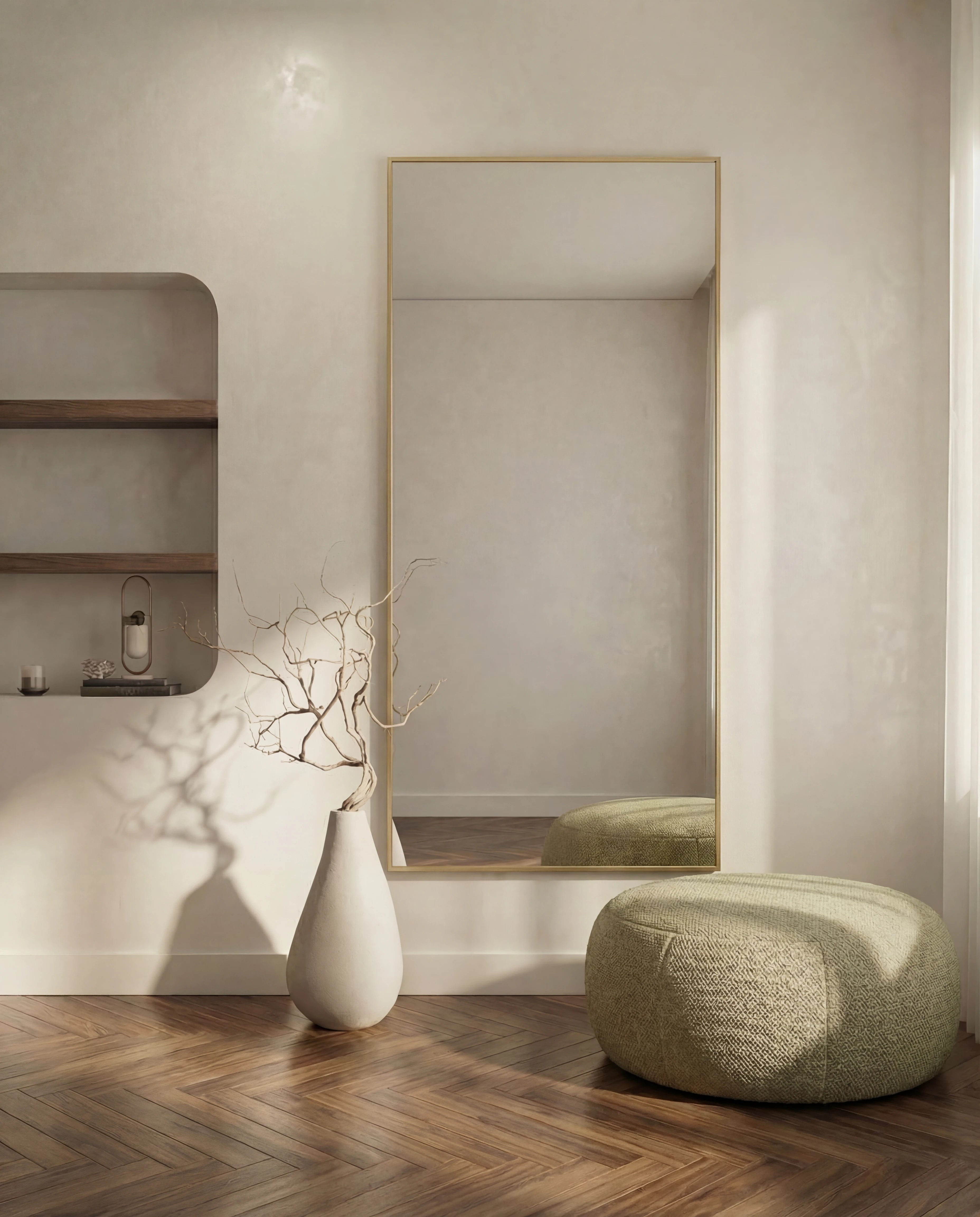 Amaya PVC Golden Framed Rectangular Mirror