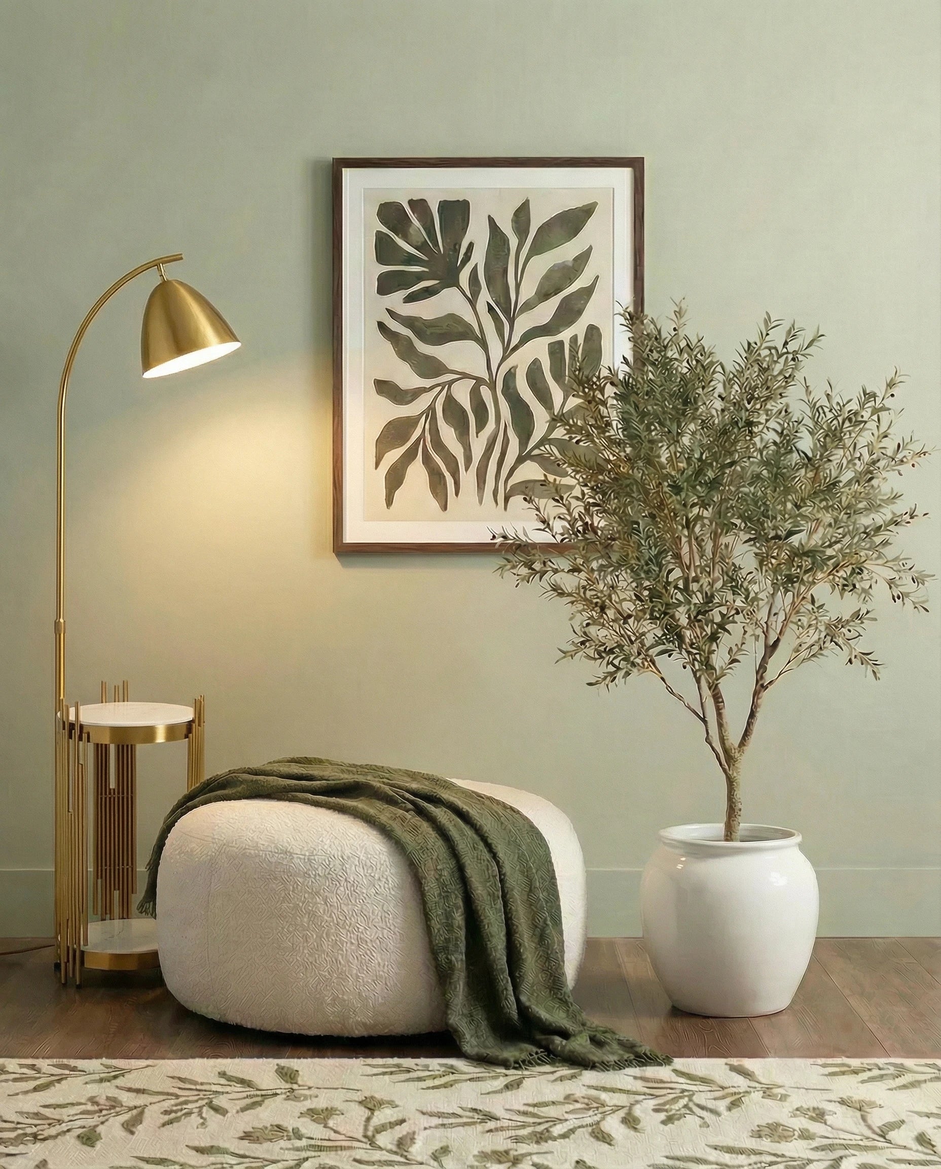 Amber European Arched Floor Lamp With Marble Table