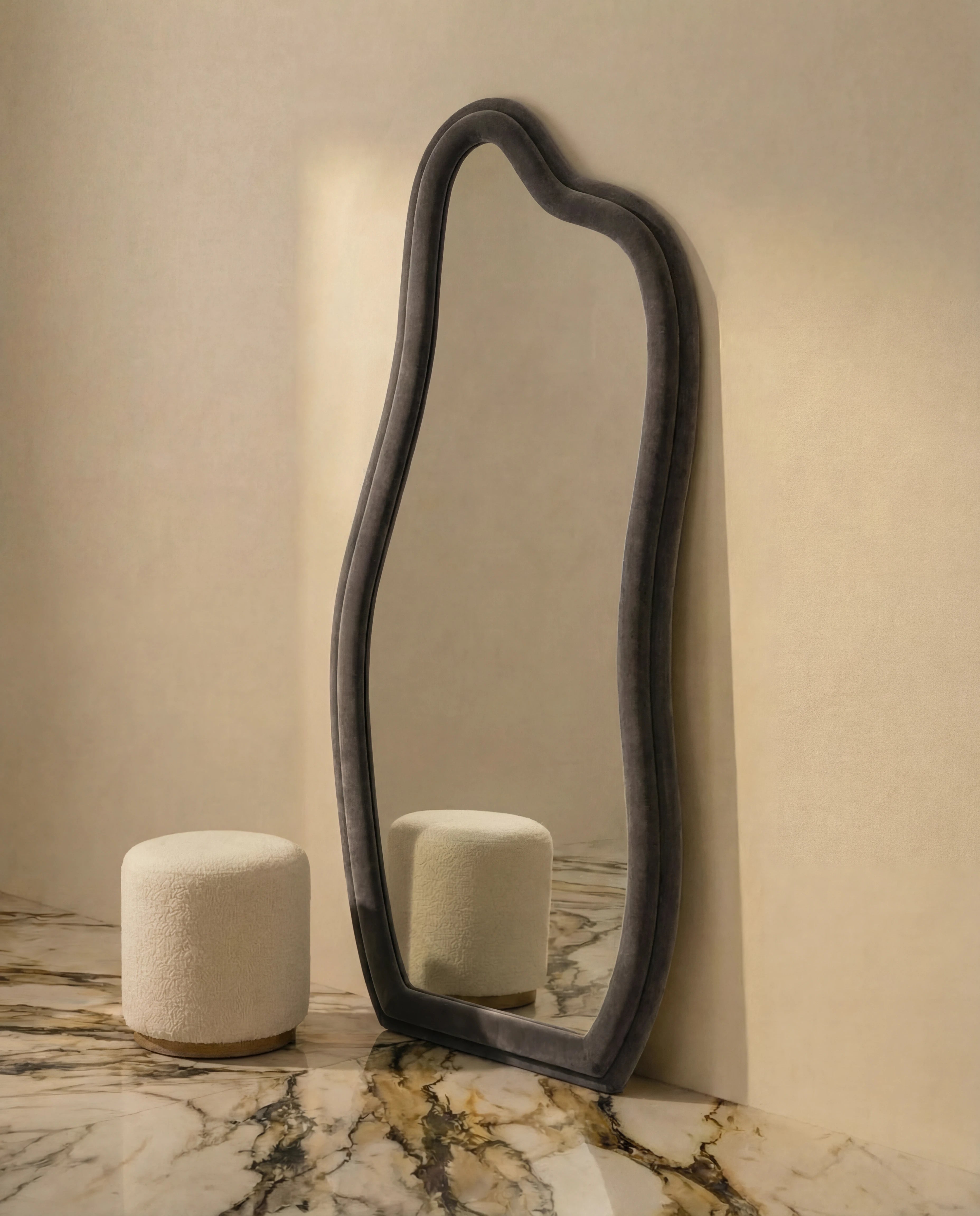 Amelia Black Flannelette Tall Irregular Mirror