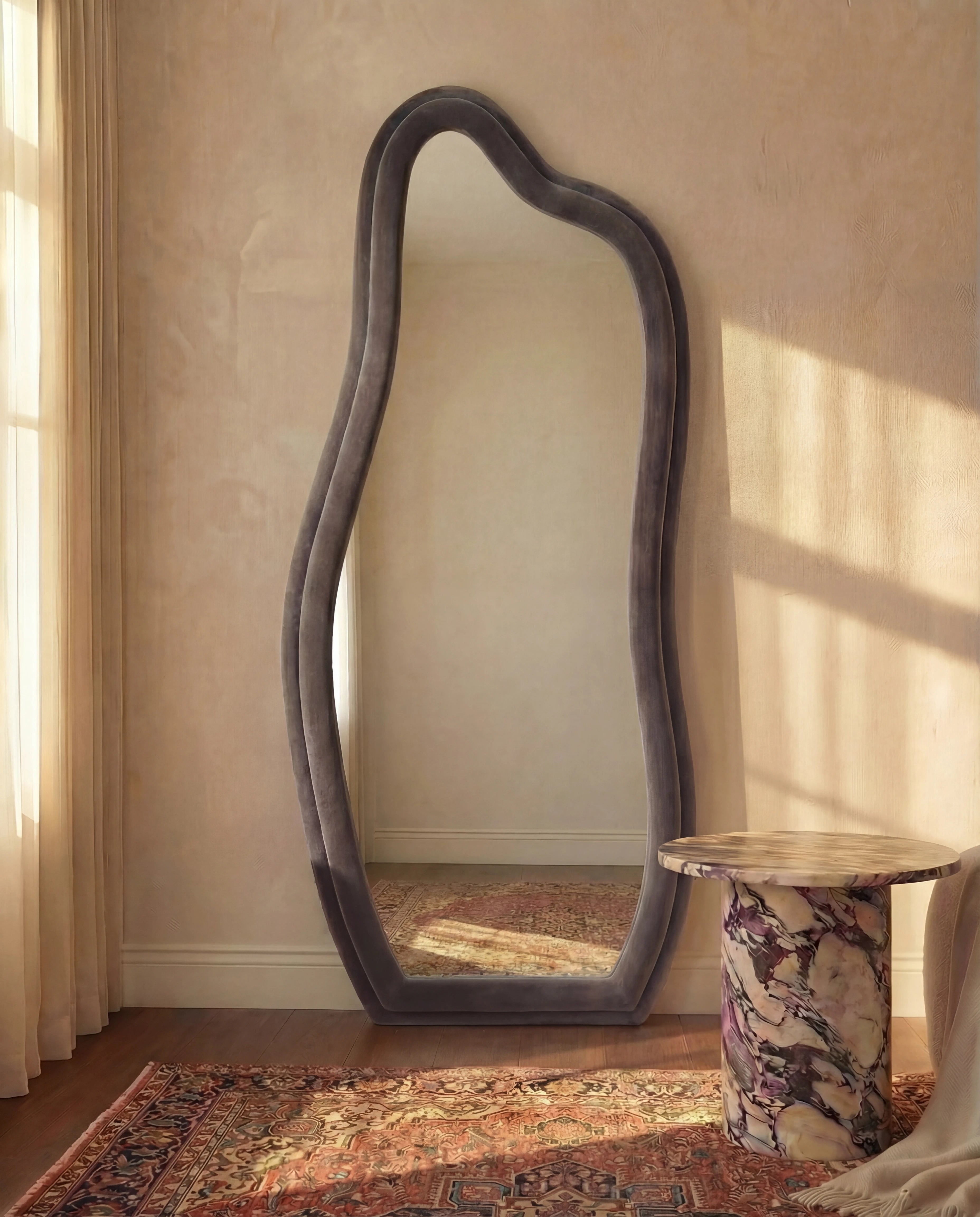 Amelia Black Flannelette Tall Irregular Mirror