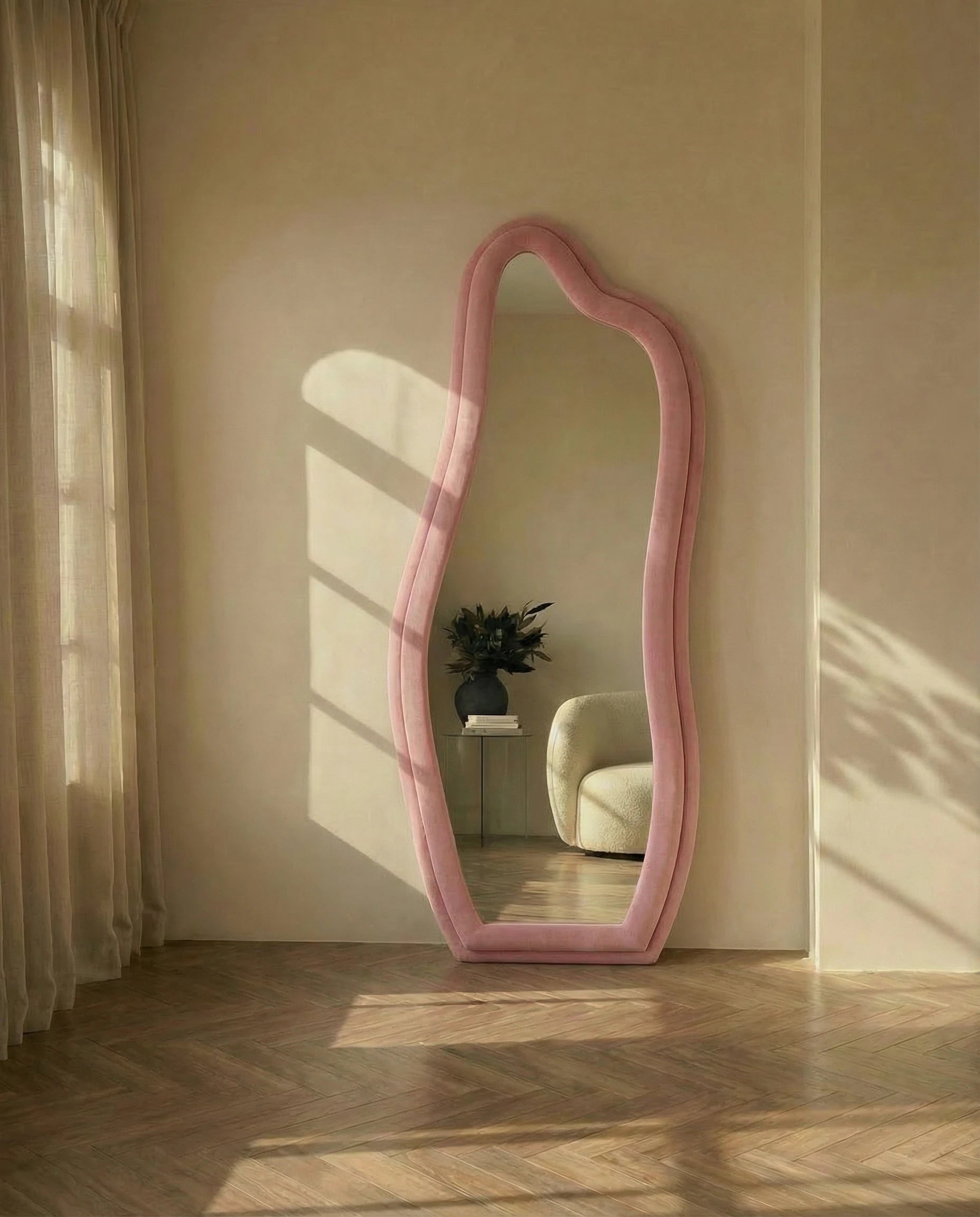 Amelia Pink Flannelette Tall Irregular Mirror