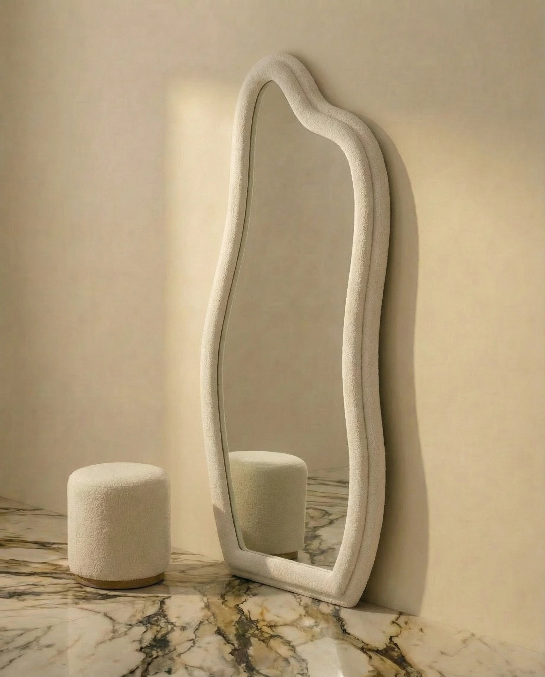 Amelia White Flannelette Tall Irregular Mirror