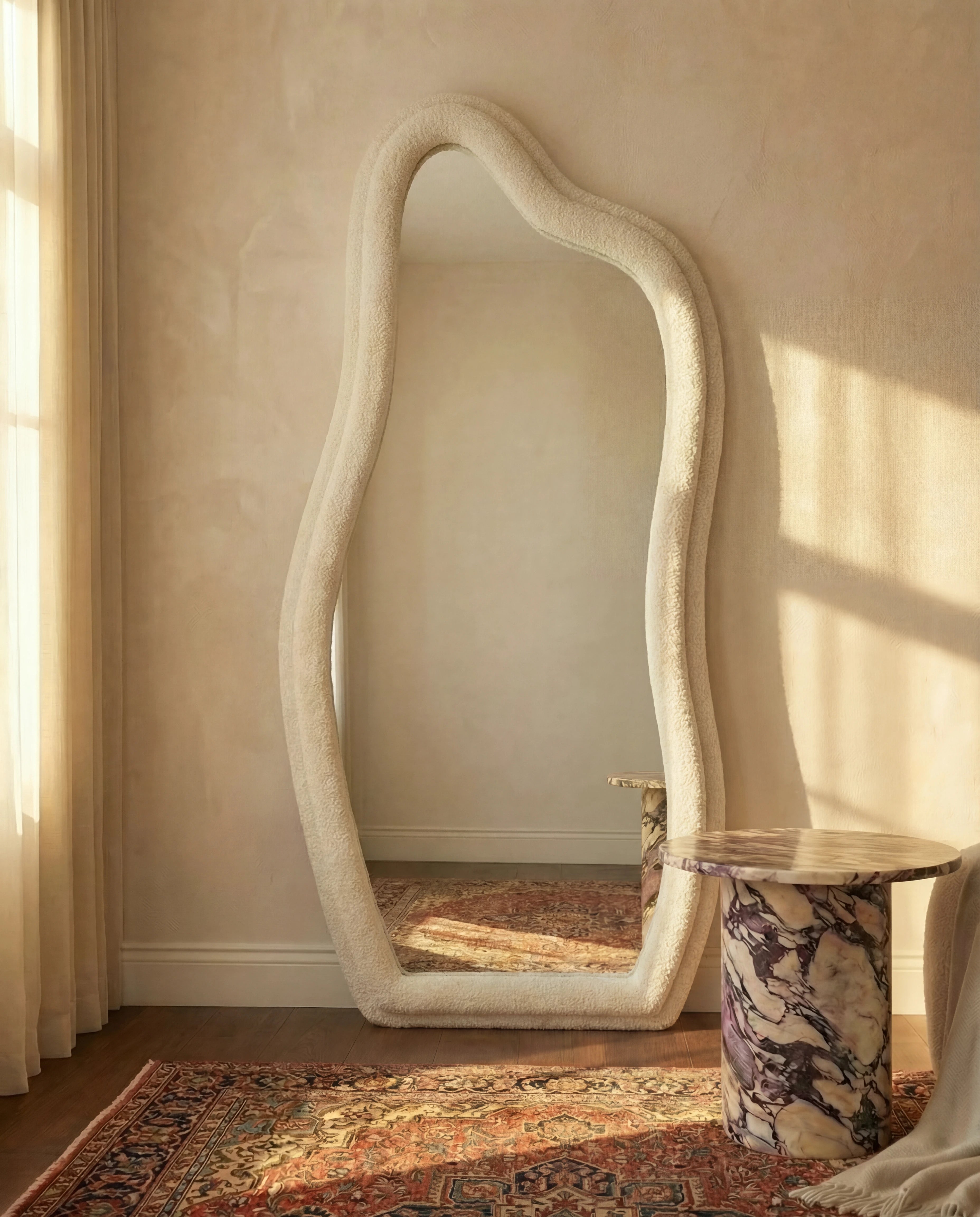 Amelia White Flannelette Tall Irregular Mirror