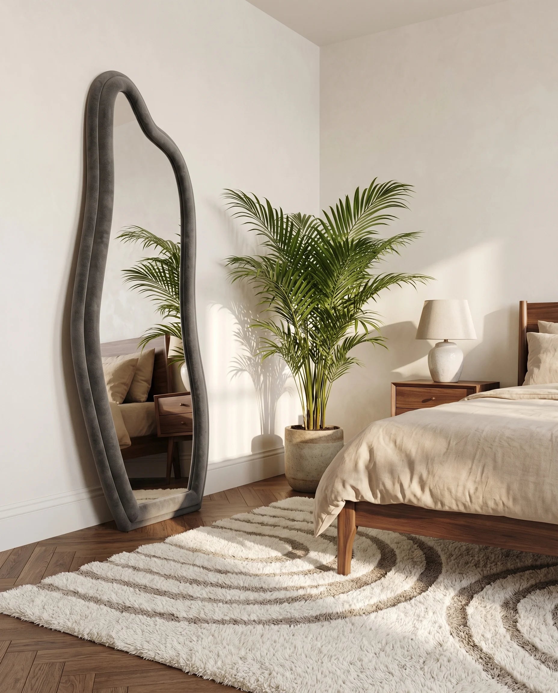 Amelia black irregular full-length mirror, full view